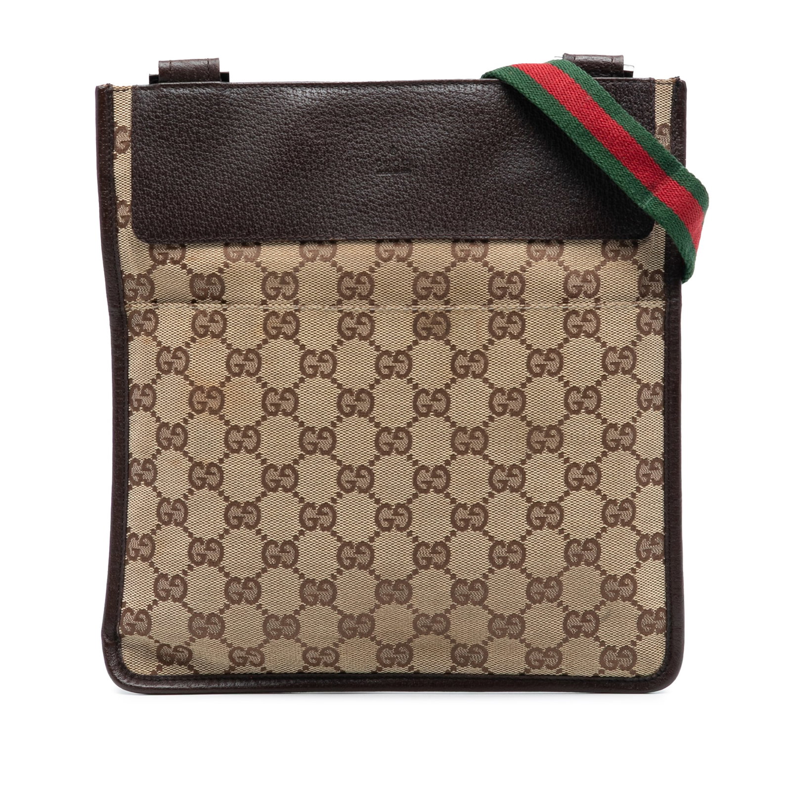 Gucci GG Canvas Beige Crossbody Bag with Web Strap and Leather Trim (1 of 7)