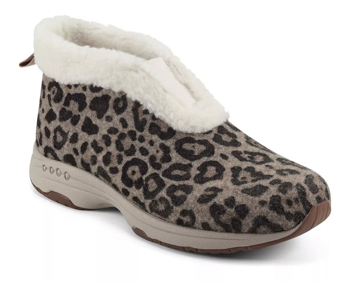 Easy Spirit Treepose Leopard Booties Size 8M Slip-On Faux Fur Comfort (1 of 6)