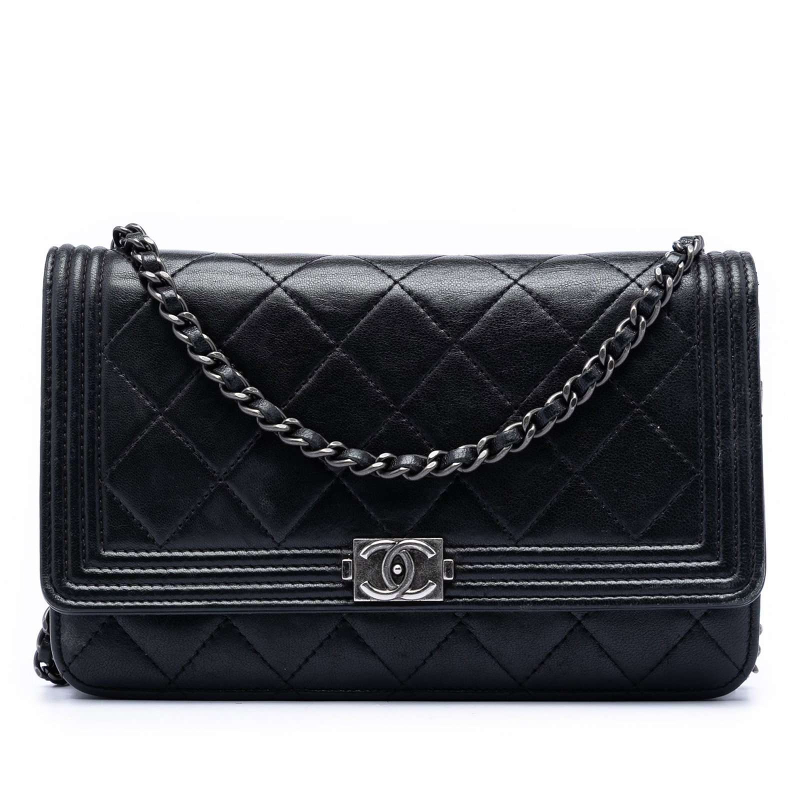 Chanel Boy Wallet On Chain Quilted Lambskin Black (1 of 7)