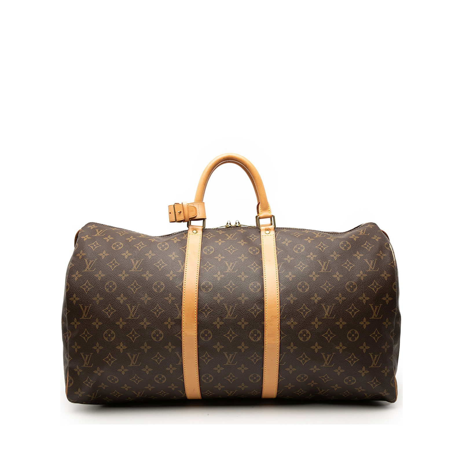 Louis Vuitton Keepall 55 Monogram canvas travel bag: Louis Vuitton Keepall 55 Monogram canvas travel bag The Louis Vuitton Monogram Keepall 55 is a spacious travel bag crafted from the brand's signature monogram canvas with vachetta leather trim and rol