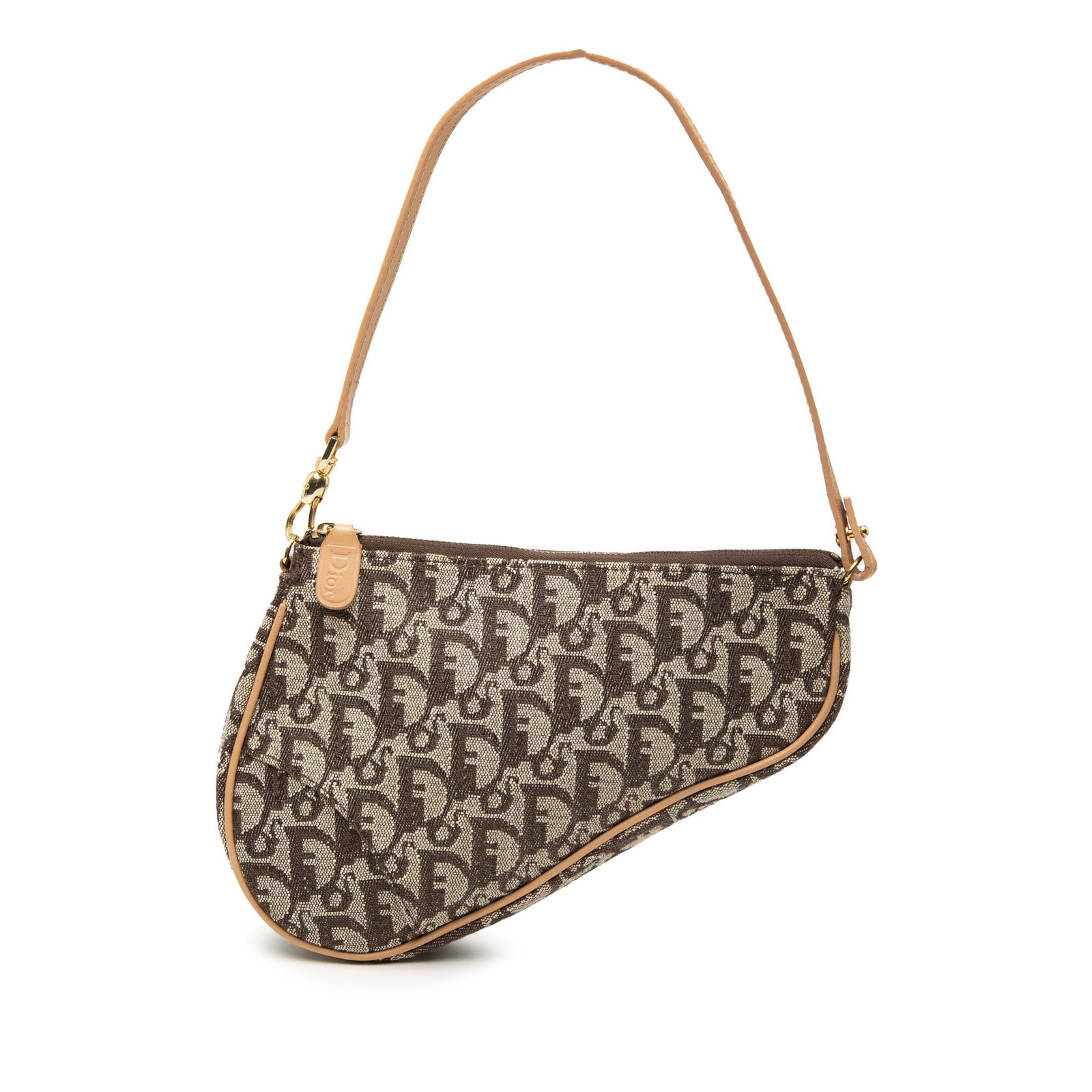 Dior Mini Diorissimo brown canvas saddle pochette (1 of 7)