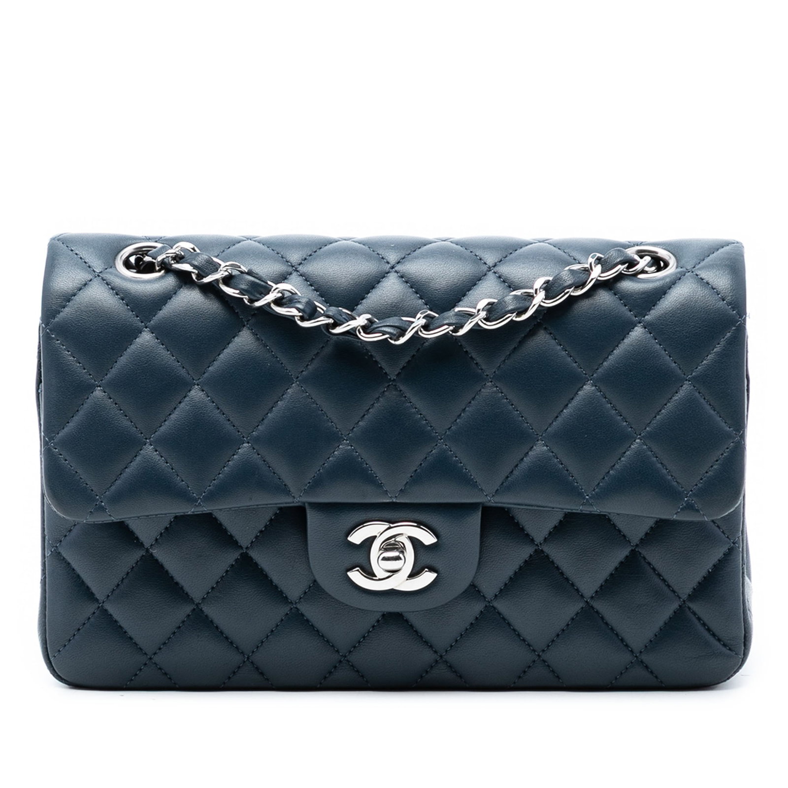 Chanel Small Classic Lambskin Blue Double Flap Bag (1 of 8)