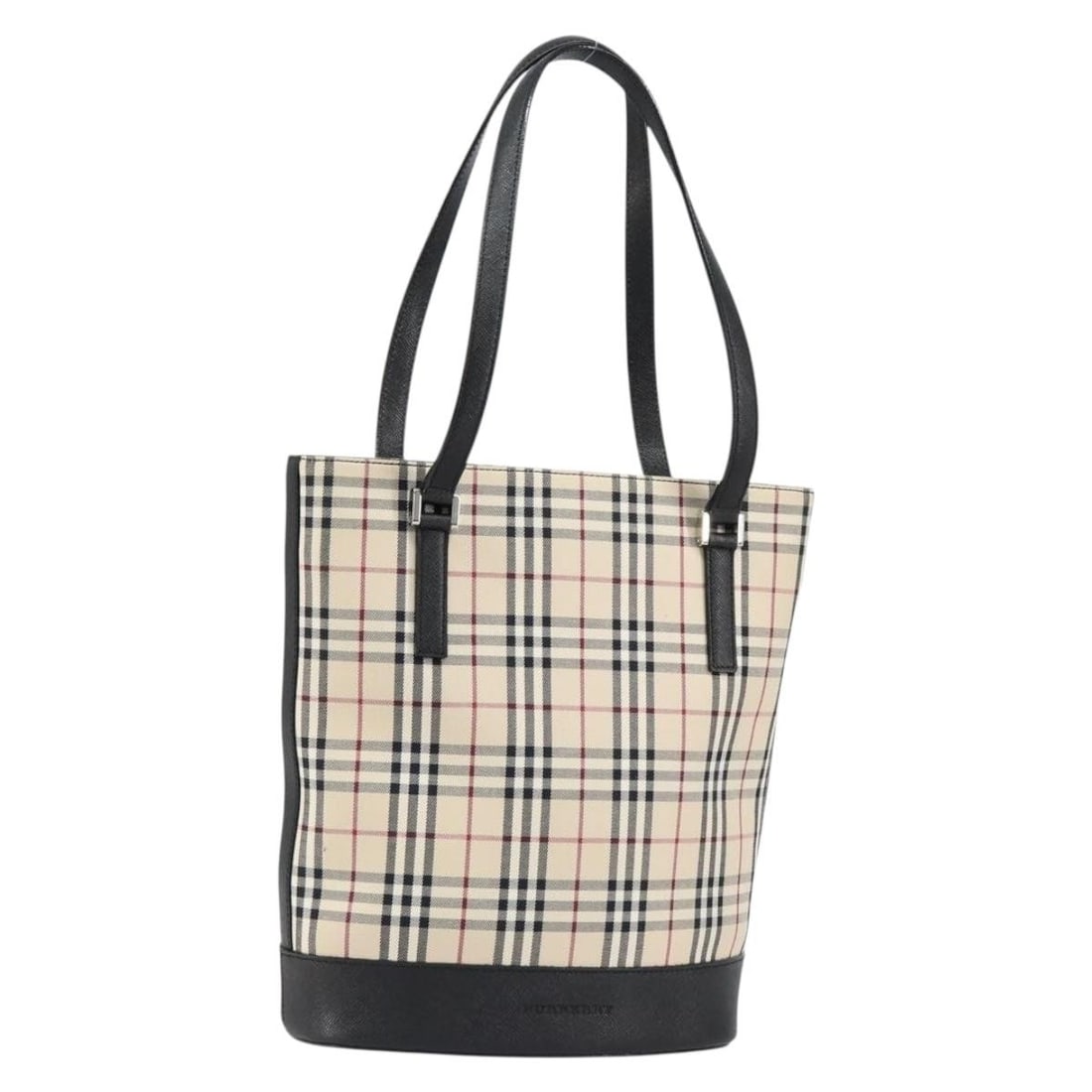 BURBERRY Nova Check Hand Bag Canvas Beige Silver Authentic (1 of 18)