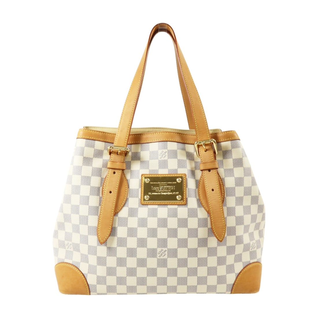 Louis Vuitton Hampstead MM Damier Azur White Shoulder Tote Bag: Louis Vuitton Hampstead MM Damier Azur White Shoulder Tote Bag This Louis Vuitton Hampstead MM is a sophisticated shoulder tote crafted from white Damier Azur PVC coated canvas. Designed for versatili