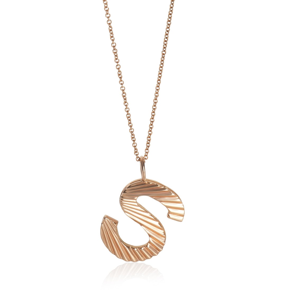 14K Rose Gold Sunburst Initial S Pendant Unisex (1 of 3)