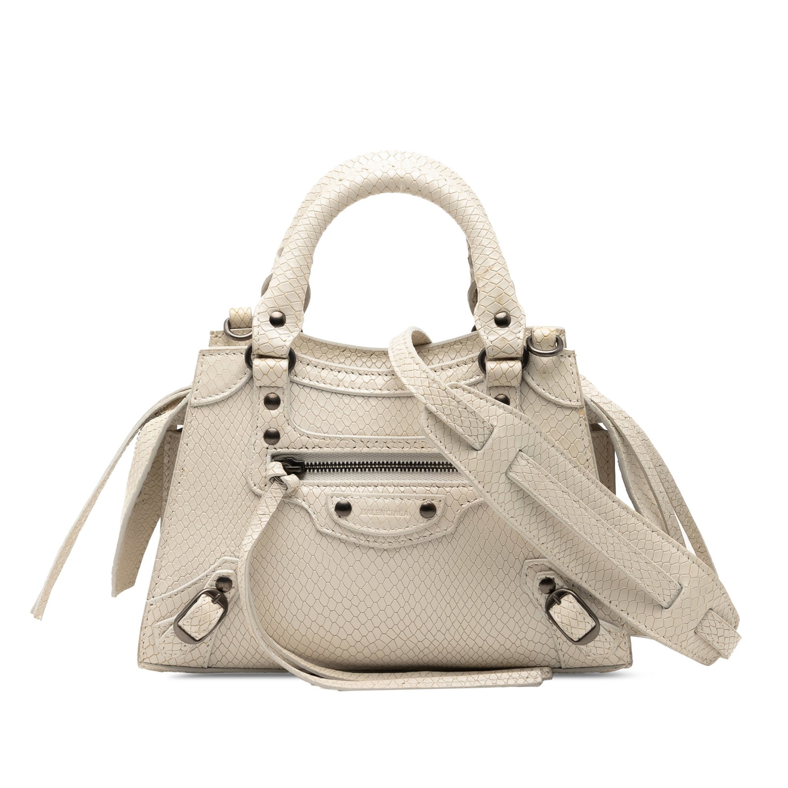 Balenciaga Mini Python Embossed Calfskin City Satchel Italy (1 of 8)