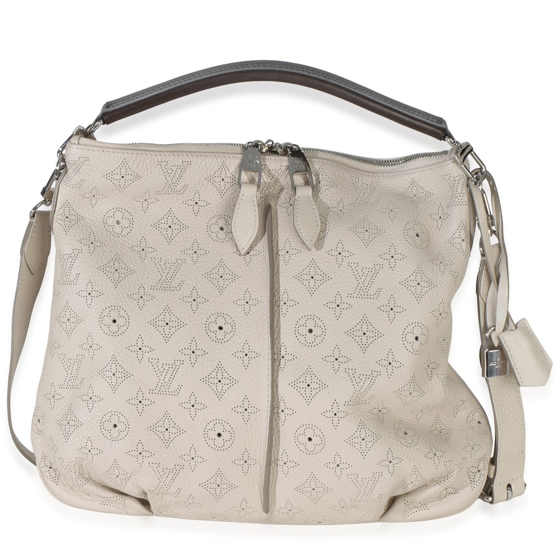 Louis Vuitton Monogram Mahina Selene PM Hobo Bag: Louis Vuitton Monogram Mahina Selene PM Hobo Bag This Louis Vuitton Monogram Mahina Selene Hobo PM is a pre-owned unisex handbag crafted in France from neutral-colored leather. The bag features a zip-