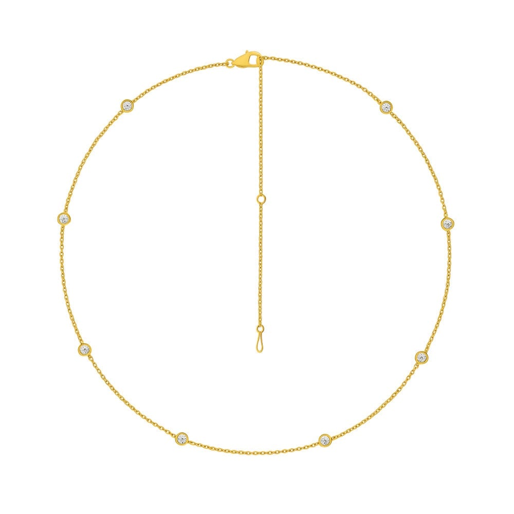 14K Yellow Gold Lab Grown Diamond 2 Ct.Tw. Yard Chain Necklace (SIZE-16"): 14K Yellow Gold Lab Grown Diamond 2 Ct.Tw. Yard Chain Necklace (SIZE-16") An elegant statement of modern luxury, this 16-inch yard chain necklace showcases 2 CT TW of radiant lab-grown diamonds set in