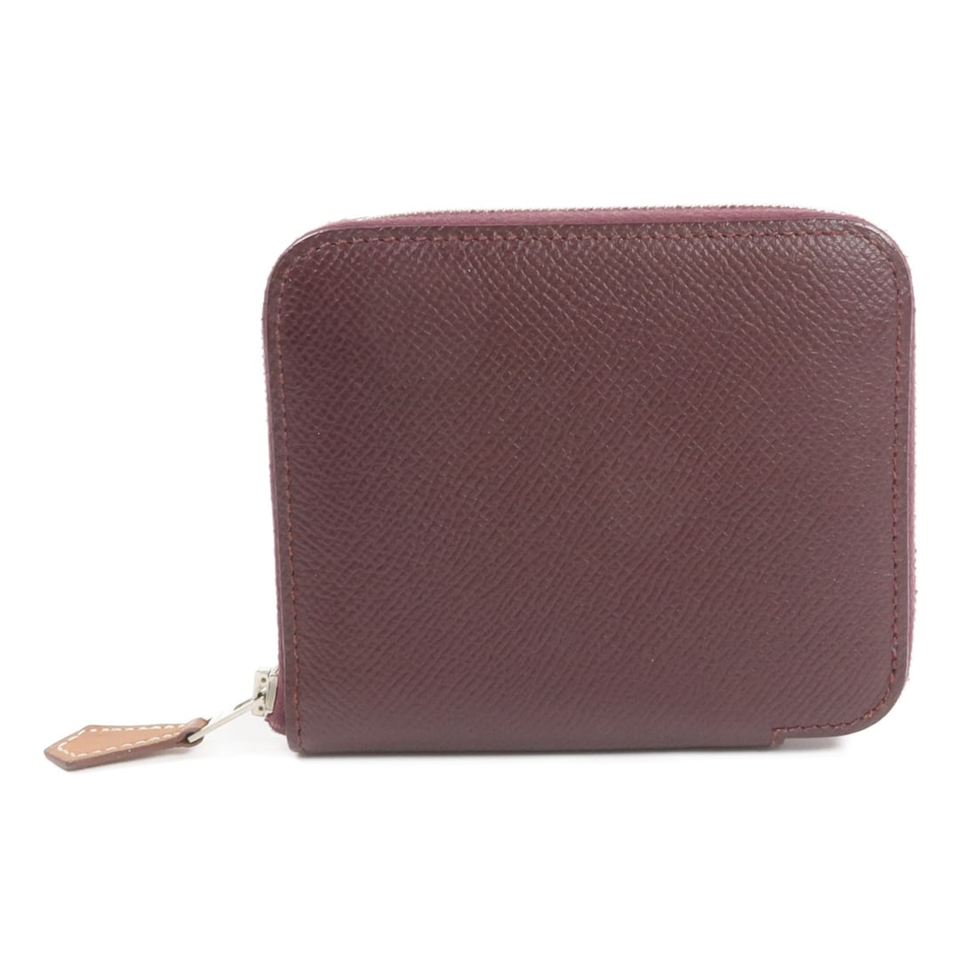 Hermes Silk In Compact Round Wallet Bordeaux Epsom Leather (1 of 13)
