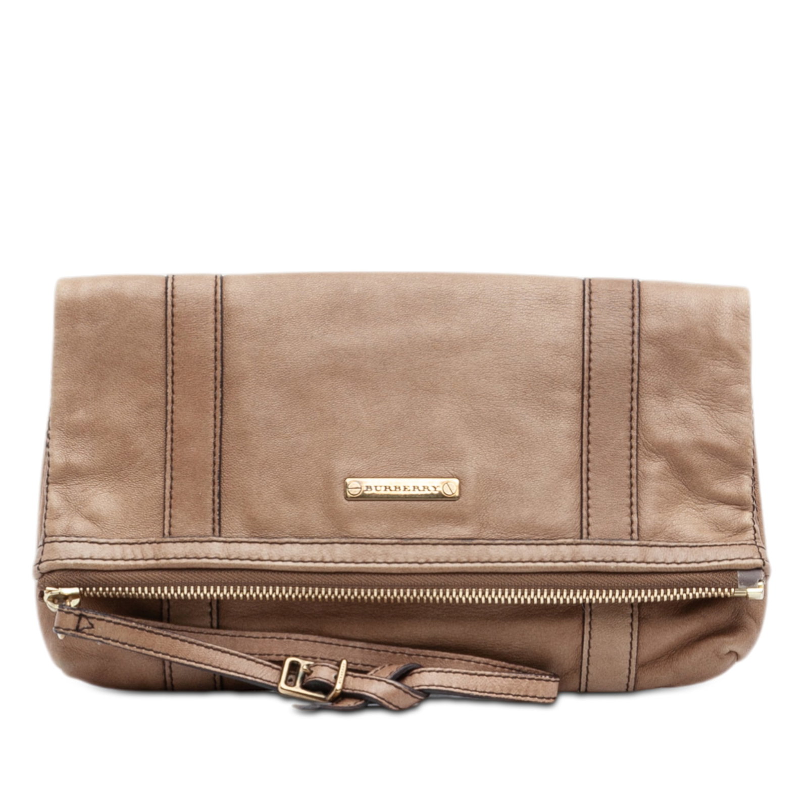 Burberry brown leather fold-over clutch wristlet (1 of 10)