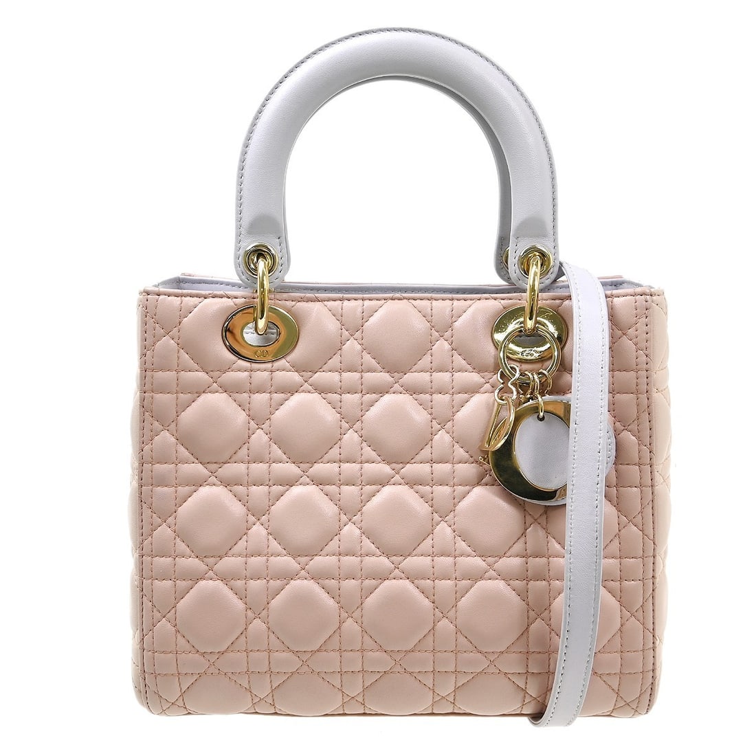 Christian Dior Lady Dior Pink Leather Handbag with Shoulder Strap (1 of 9)