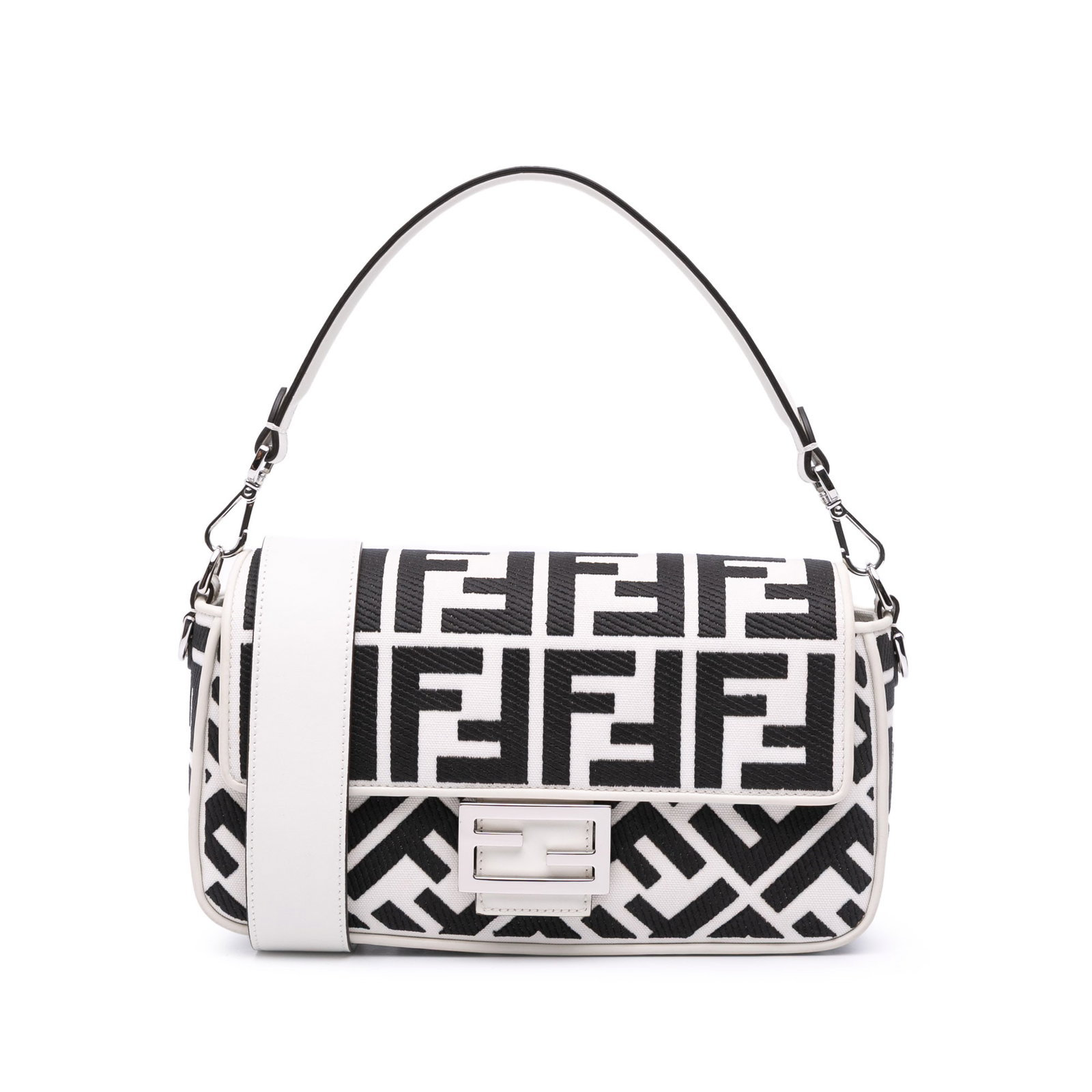 Fendi Zucca Embroidered Canvas Baguette Satchel Bag Italy: Fendi Zucca Embroidered Canvas Baguette Satchel Bag Italy Introducing the Fendi Zucca Embroidered Canvas Baguette Satchel, a stylish accessory that combines elegance and practicality. Crafted from emb