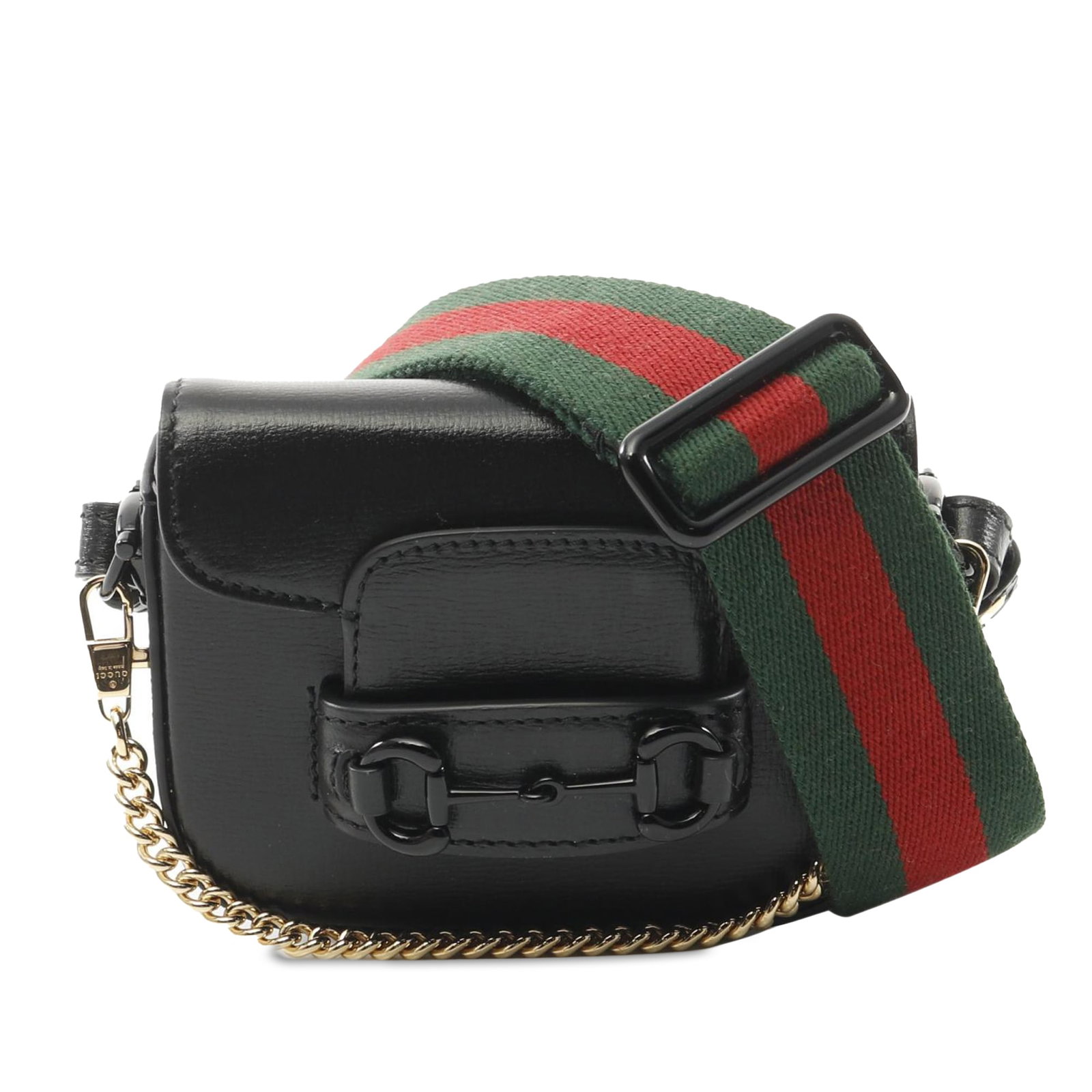 Gucci Mini Leather Horsebit 1955 Web Satchel Black Italy (1 of 5)