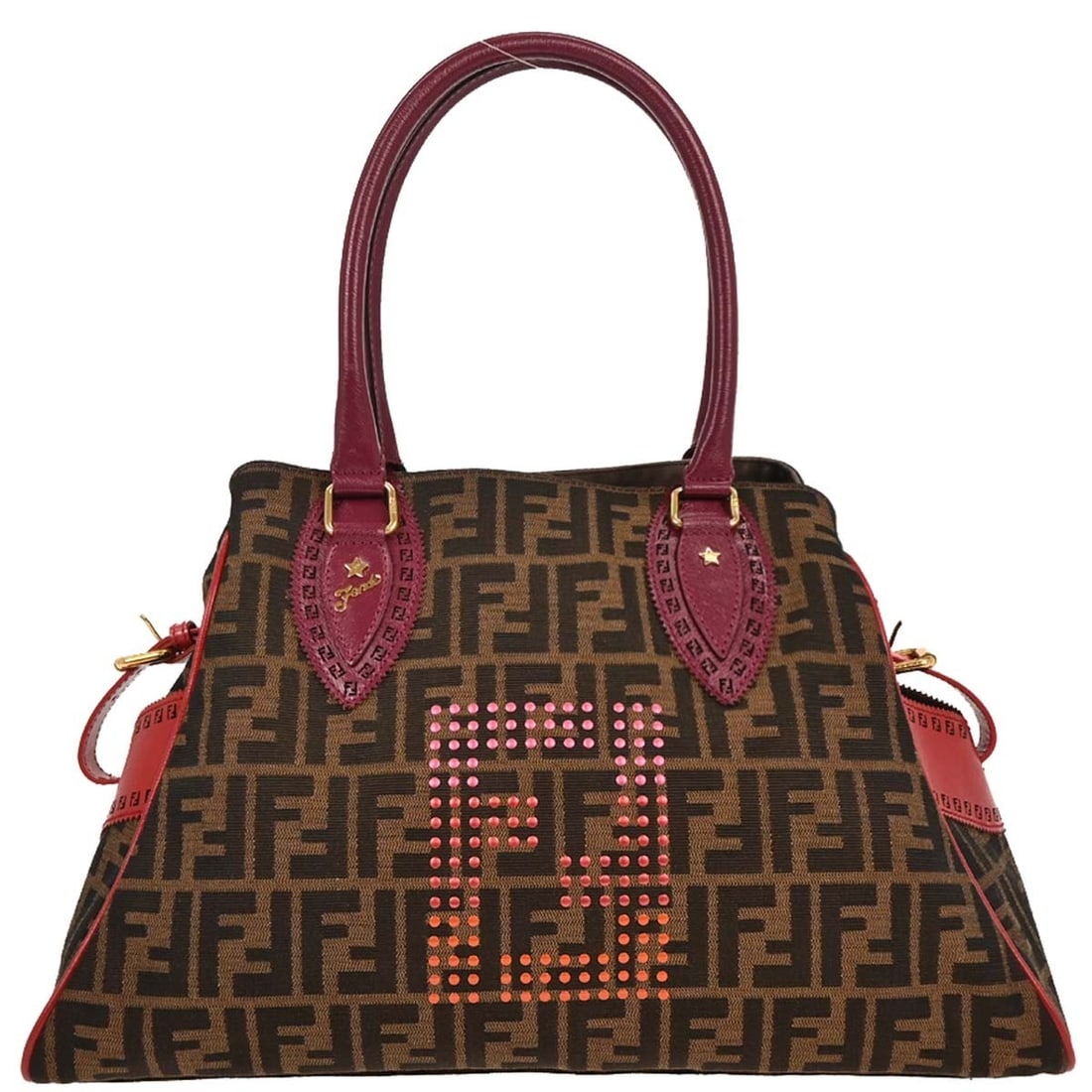 Fendi Zucca Etnico Brown Canvas Leather Tote Handbag 16x10x6 (1 of 10)