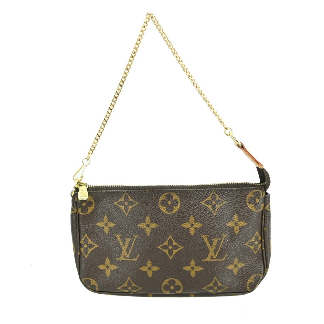 Louis Vuitton Mini Pochette Accessoires Brown Canvas Pouch: Louis Vuitton Mini Pochette Accessoires Brown Canvas Pouch This Louis Vuitton Mini Pochette Accessoires is crafted from brown canvas and is designed for women. The item is in fair condition, showing v