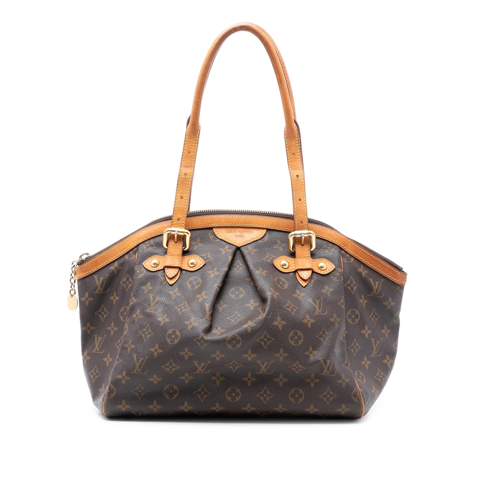 Louis Vuitton Tivoli GM Monogram Canvas Tote: Louis Vuitton Tivoli GM Monogram Canvas Tote The Louis Vuitton Monogram Tivoli GM is crafted with a signature monogram canvas body and features rolled vachetta leather straps. It is designed with a to