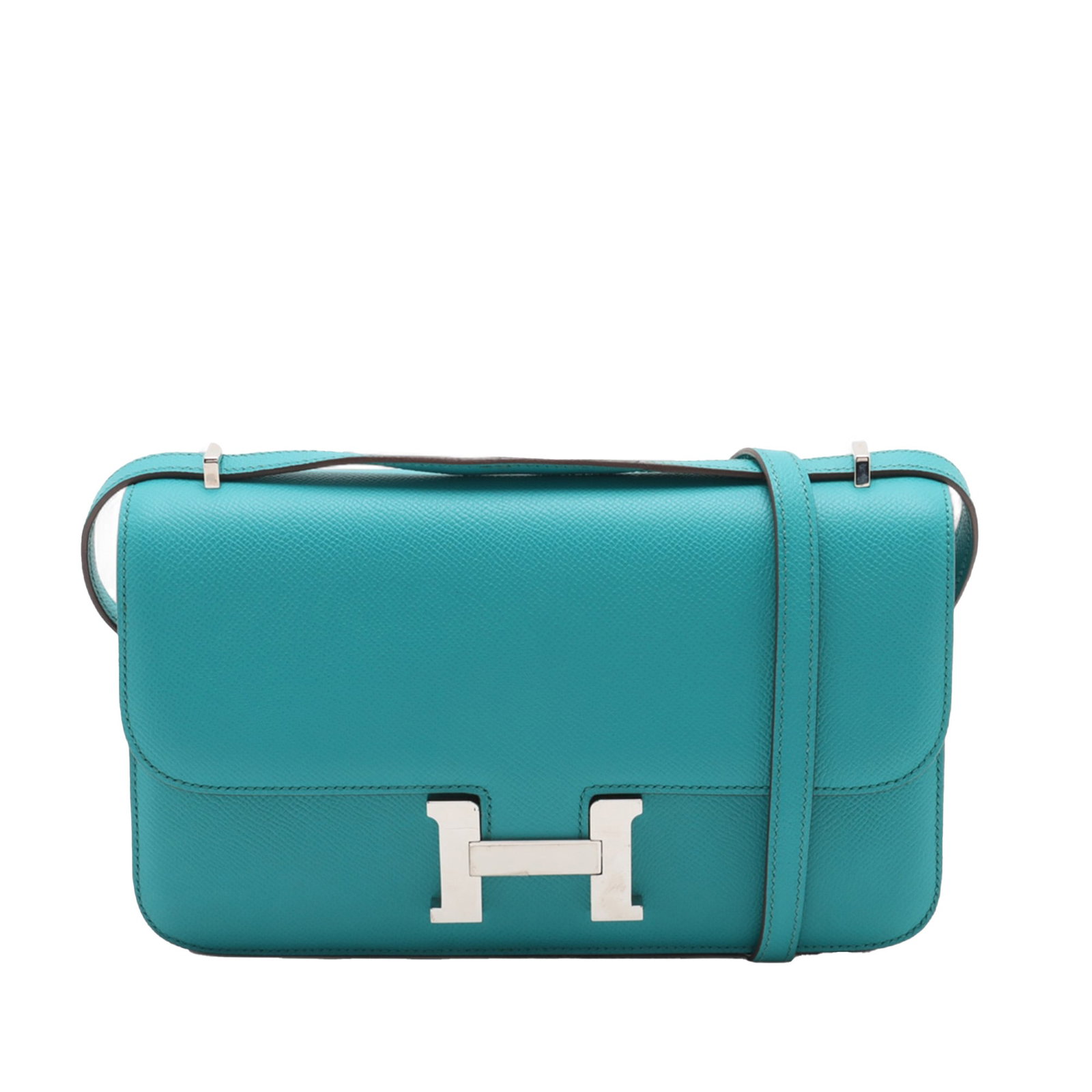 Hermes Constance Elan 25 Blue Paon Epsom Crossbody Bag: Hermes Constance Elan 25 Blue Paon Epsom Crossbody Bag This Hermes Constance Elan 25 crossbody bag is crafted from Epsom leather in Blue Paon and features a flat leather shoulder strap, a front flap w