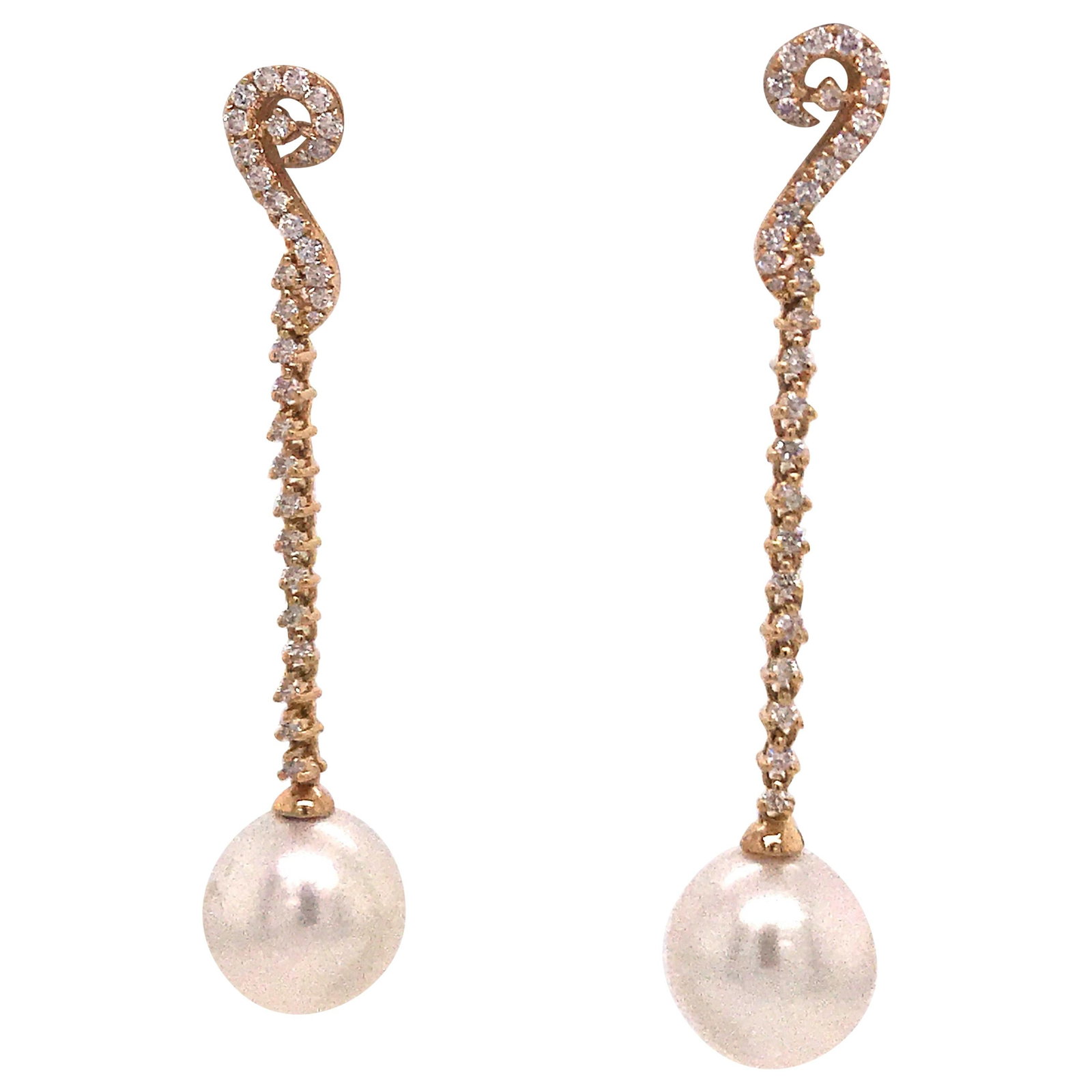 Harbor Diamonds 18K White Gold South Sea Pearl Diamond Drop Earrings 0.52 Carat (1 of 5)