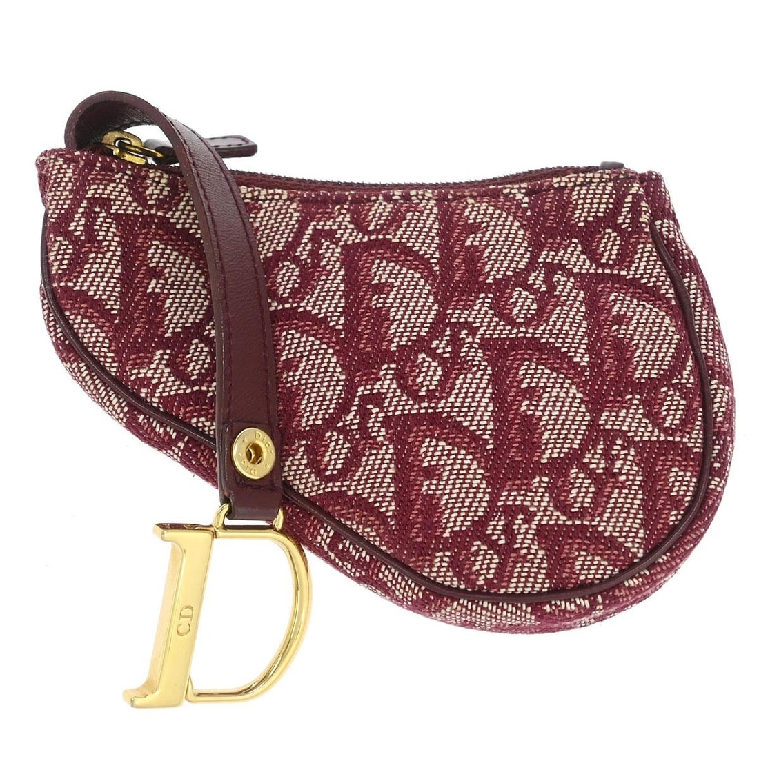 Christian Dior Mini Trotter Saddle Coin Purse Bordeaux (1 of 7)
