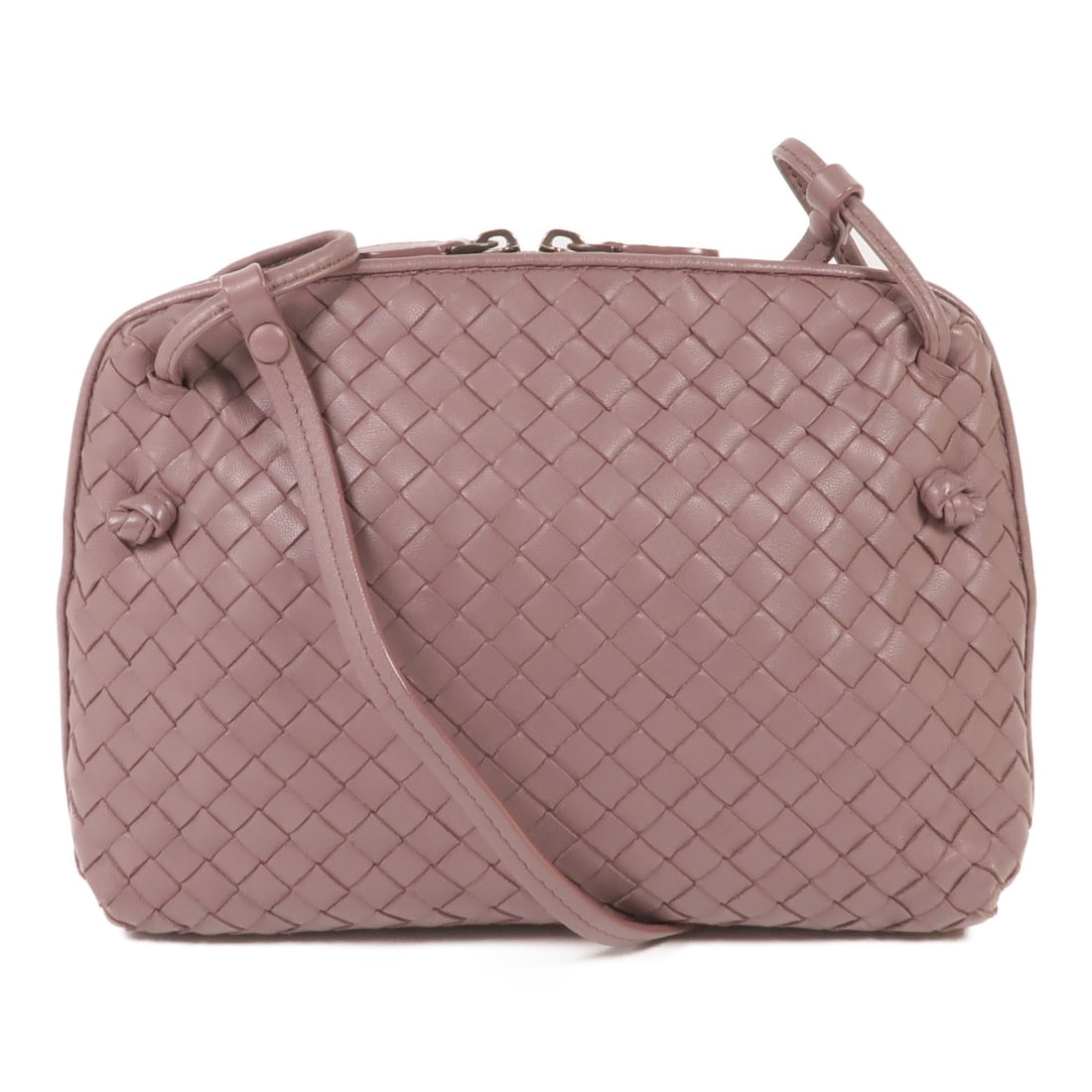 Bottega Veneta Intrecciato Leather Purple Shoulder Bag: Bottega Veneta Intrecciato Leather Purple Shoulder Bag This Bottega Veneta shoulder bag features the brand's signature Intrecciato woven leather design in a dusty purple hue. Crafted in Italy, it offe