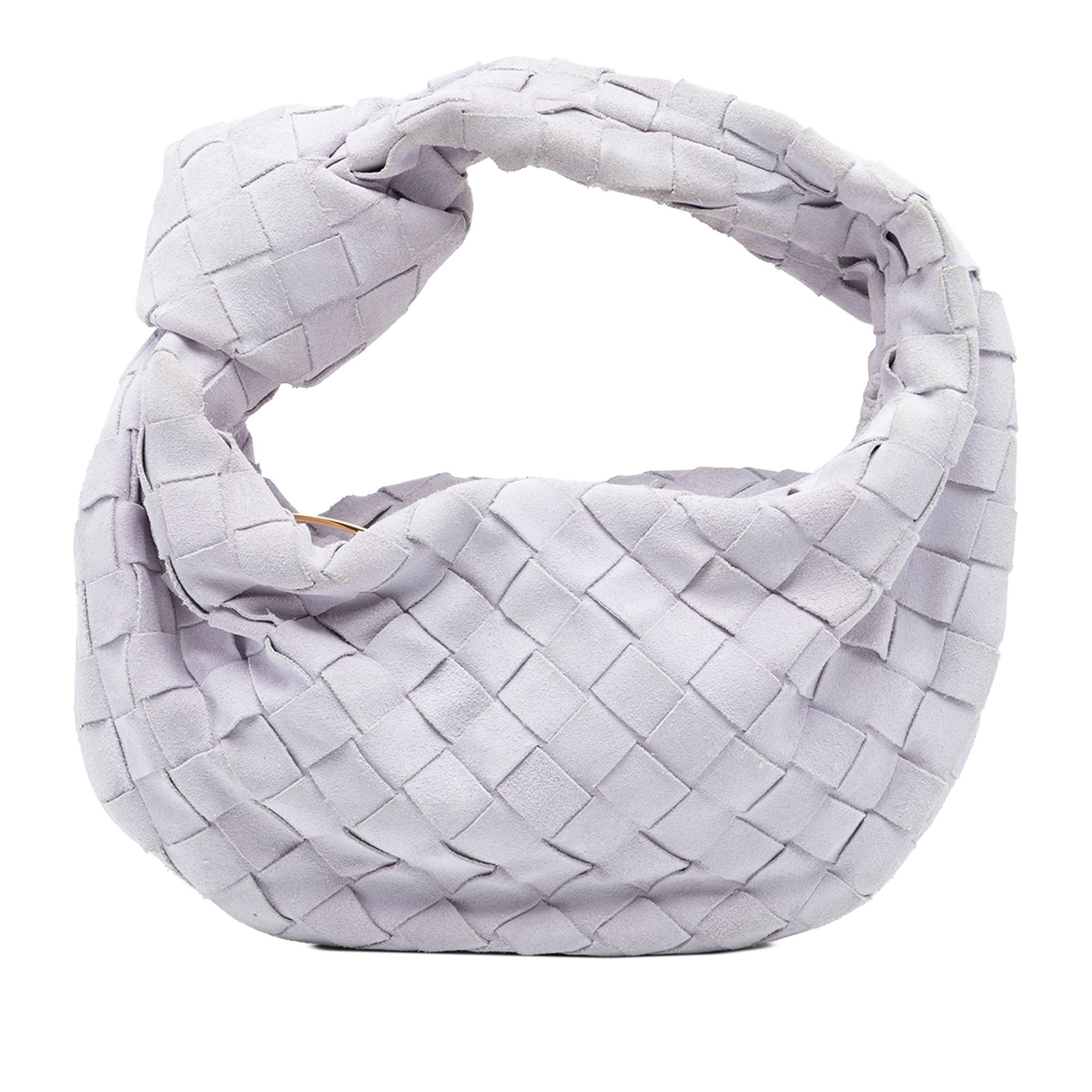 Bottega Veneta Jodie mini suede woven leather bag: Bottega Veneta Jodie mini suede woven leather bag This Bottega Veneta Mini Suede Intrecciato Jodie handbag features a woven suede leather body, a signature knotted woven handle, and a top zip closure.