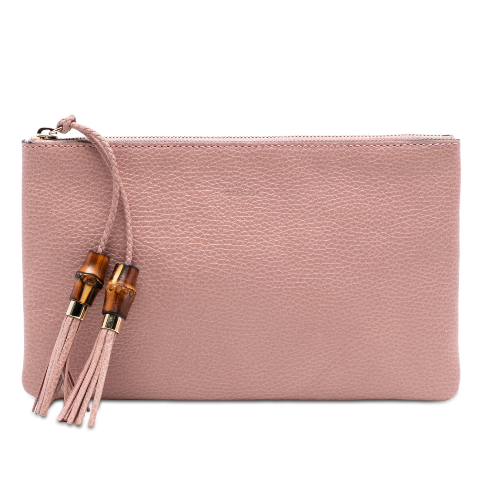 Pink Leather Bamboo Accent Gucci Clutch with Tassel Detail (1 of 7)