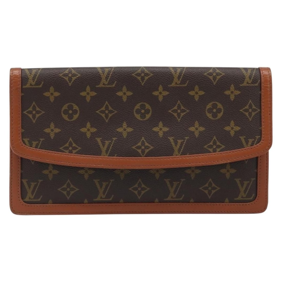 Dame Pochette Brown Canvas Bag by Louis Vuitton France: Dame Pochette Brown Canvas Bag by Louis Vuitton France This Louis Vuitton Dame Pochette is crafted from signature brown monogram canvas and is designed for women. Made in France, it features a spaciou