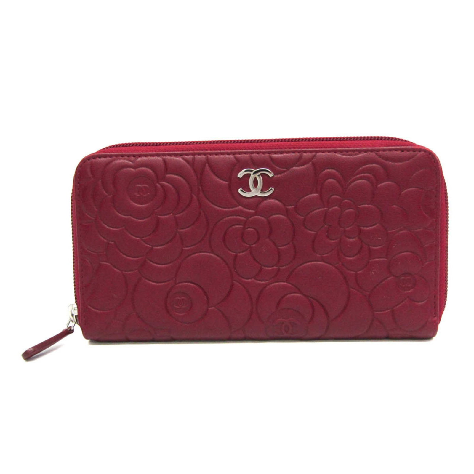 Chanel Burgundy Leather Camellia Zip Organizer (1 of 13)