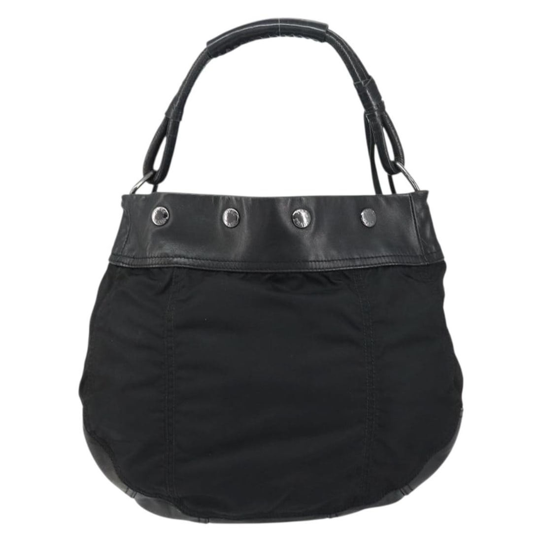 Prada Nylon Black Vintage Shoulder Bag 35cm by 30cm by 10cm: Prada Nylon Black Vintage Shoulder Bag 35cm by 30cm by 10cm This vintage Prada shoulder bag for women is crafted from black nylon and features a spacious design. It is pre-owned in good condition with
