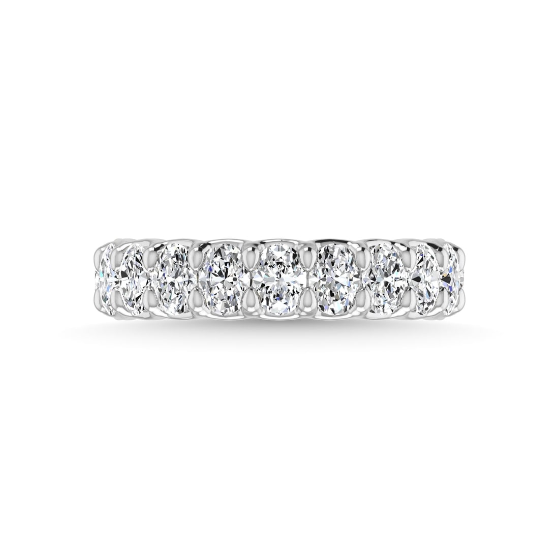 14K White Gold 3 CT Tw. Oval Shape Diamond Three Forth Eternity Band: 14K White Gold 3 CT Tw. Oval Shape Diamond Three Forth Eternity Band 14k White Gold Stone Color: G-h Stone Clarity: Si Each ring is presented in standard size 6.5. Complimentary resizing is available 