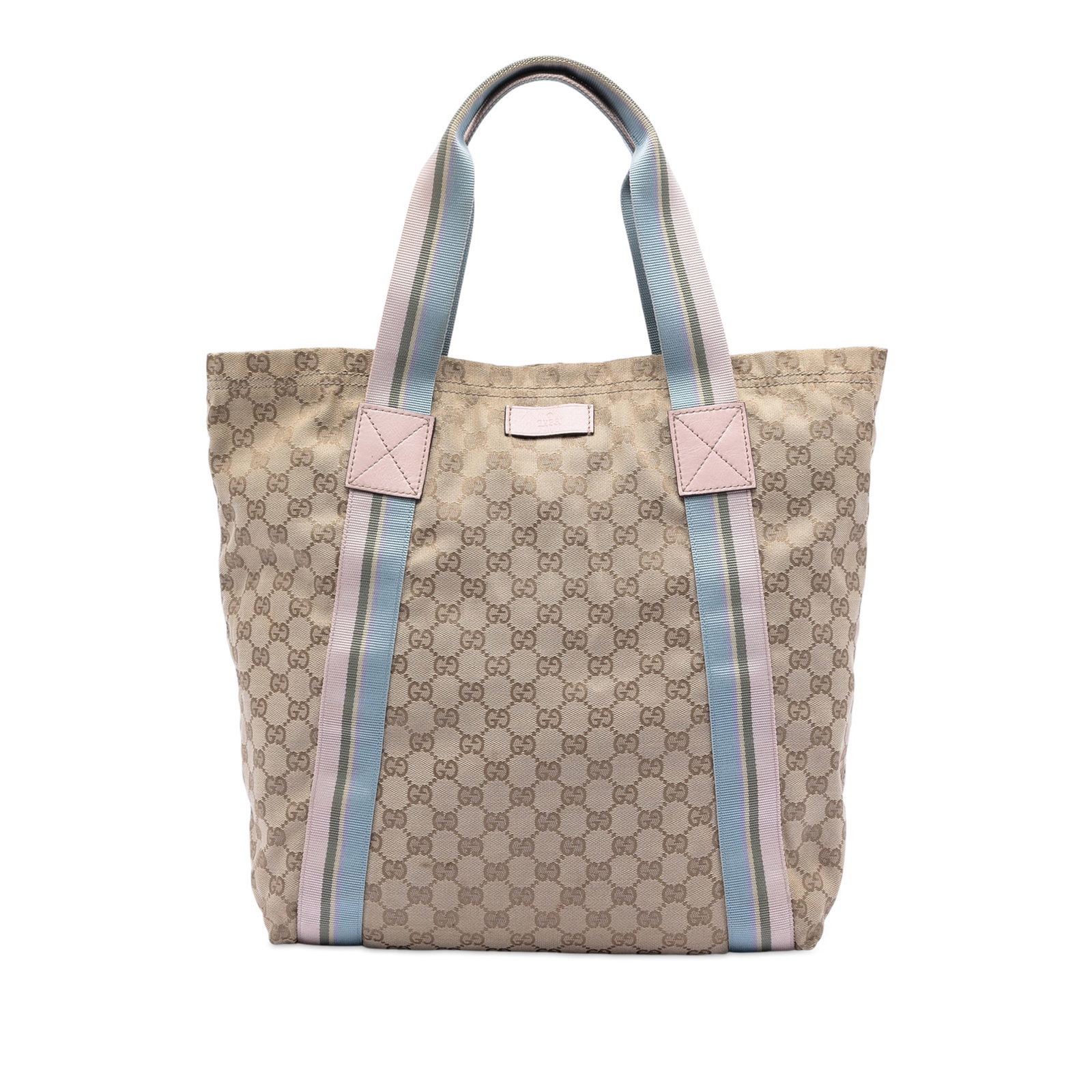 Gucci beige fabric GG Canvas Web Tote bag: Gucci beige fabric GG Canvas Web Tote bag This Gucci GG Canvas Web Tote features a durable fabric body in beige, accented by flat straps and an open top for easy access. The interior includes a slip p