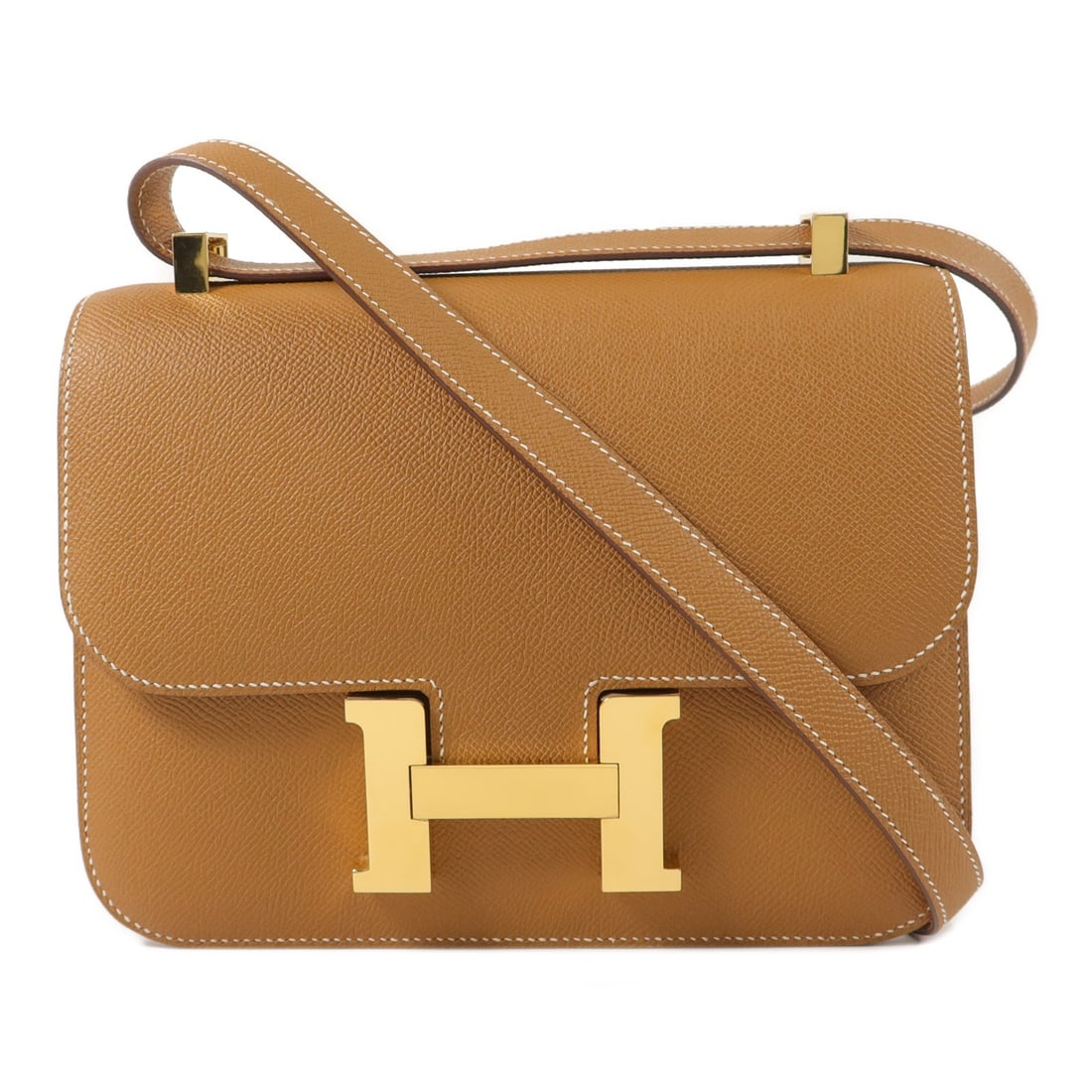Hermes Constance 24 Epsom Leather Shoulder Bag GHW: Hermes Constance 24 Epsom Leather Shoulder Bag GHW This Hermes Constance 24 shoulder bag is crafted from high-quality Epsom calfskin leather in a brown color. Designed for women, it features a structu