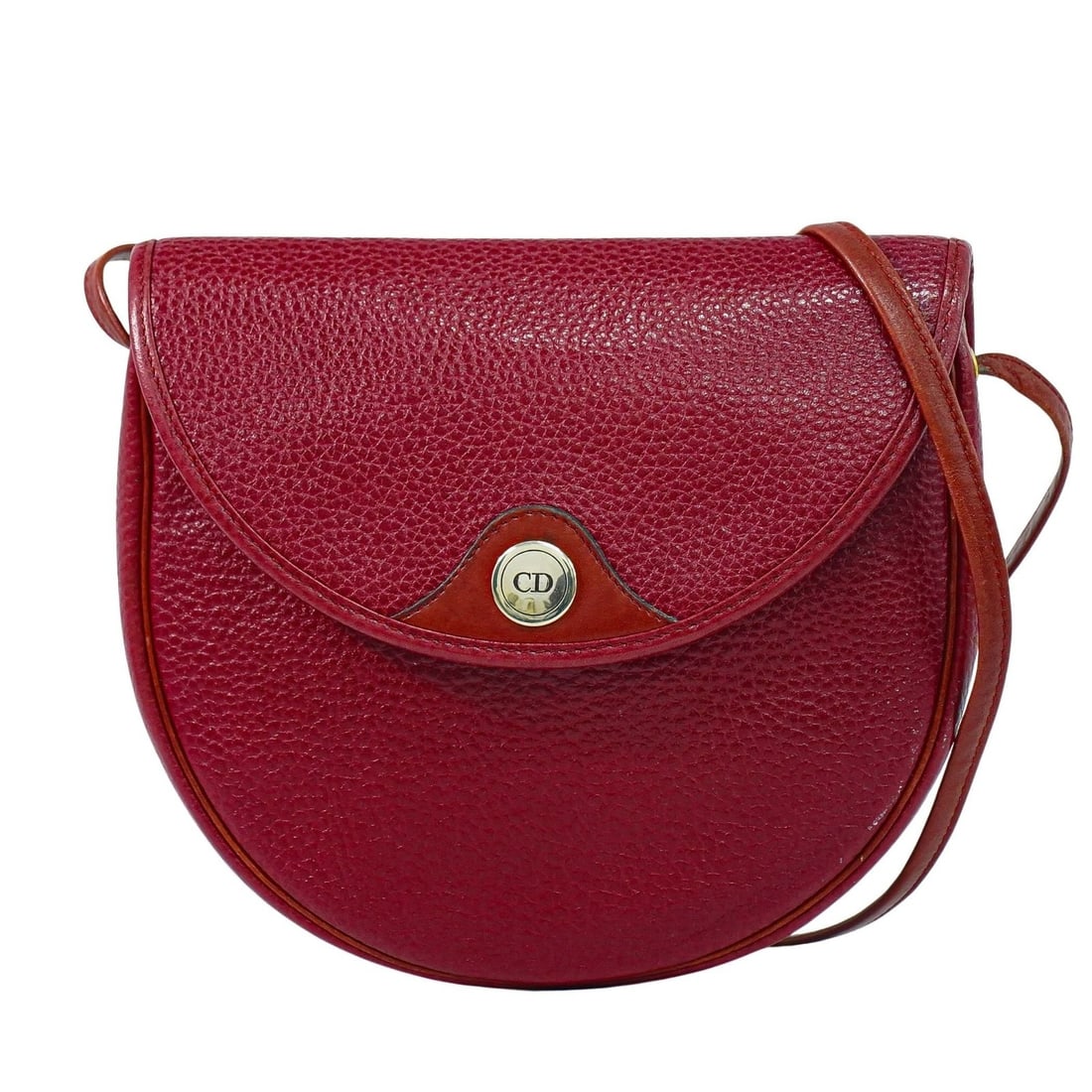 Red Leather Vintage Shoulder Bag by Christian Dior France: Red Leather Vintage Shoulder Bag by Christian Dior France This Christian Dior vintage shoulder bag features a red leather exterior and is designed for women. It shows minor signs of use, including sli