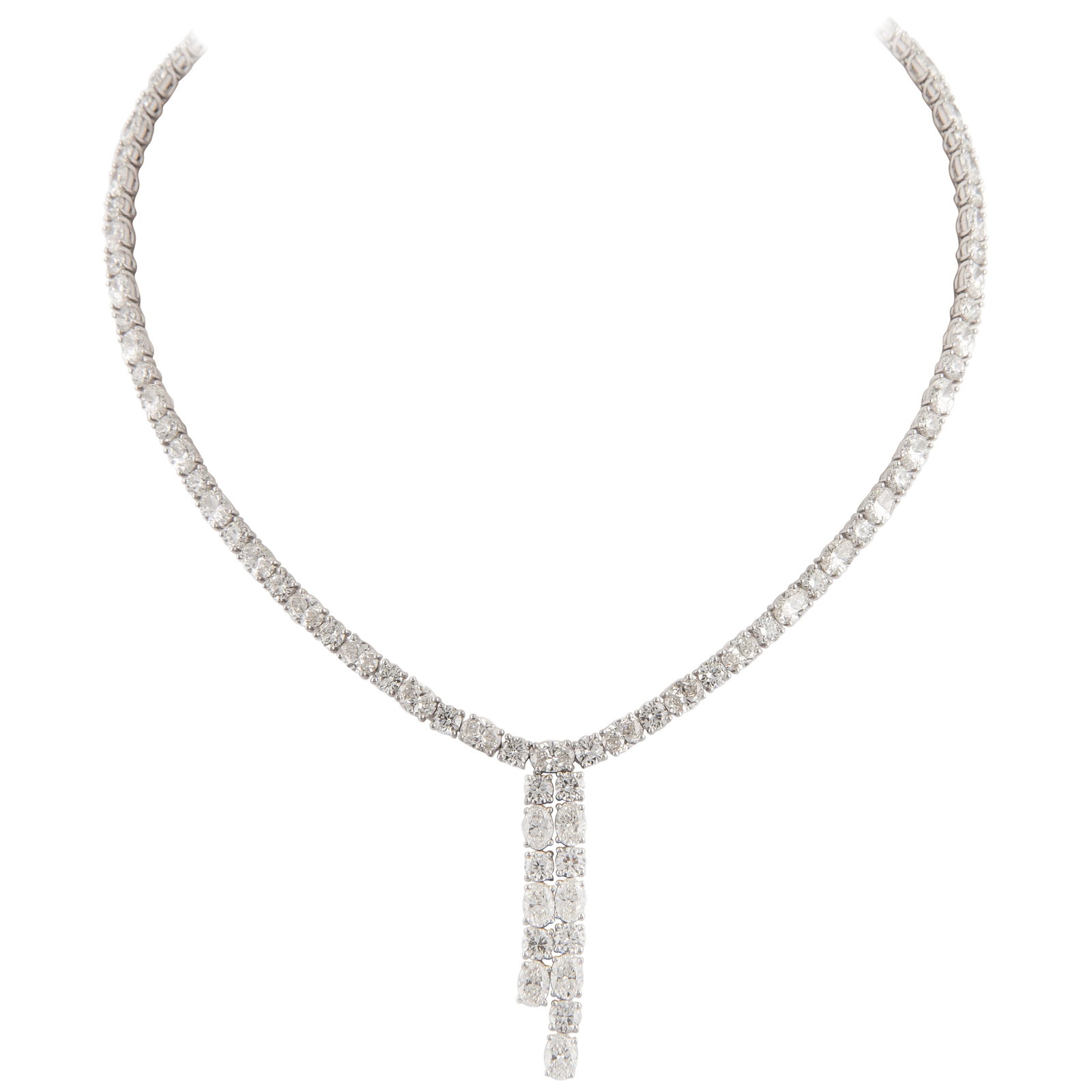 25.09ct Diamond Drop Tennis Necklace 18k White Gold (1 of 5)
