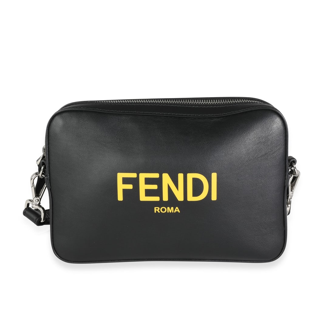 Fendi Mini Camera Bag Black Calfskin Sunflower Logo: Fendi Mini Camera Bag Black Calfskin Sunflower Logo This Fendi mini camera bag is crafted from black calfskin leather and features a sunflower logo accent. Designed for versatility, it includes a zip-