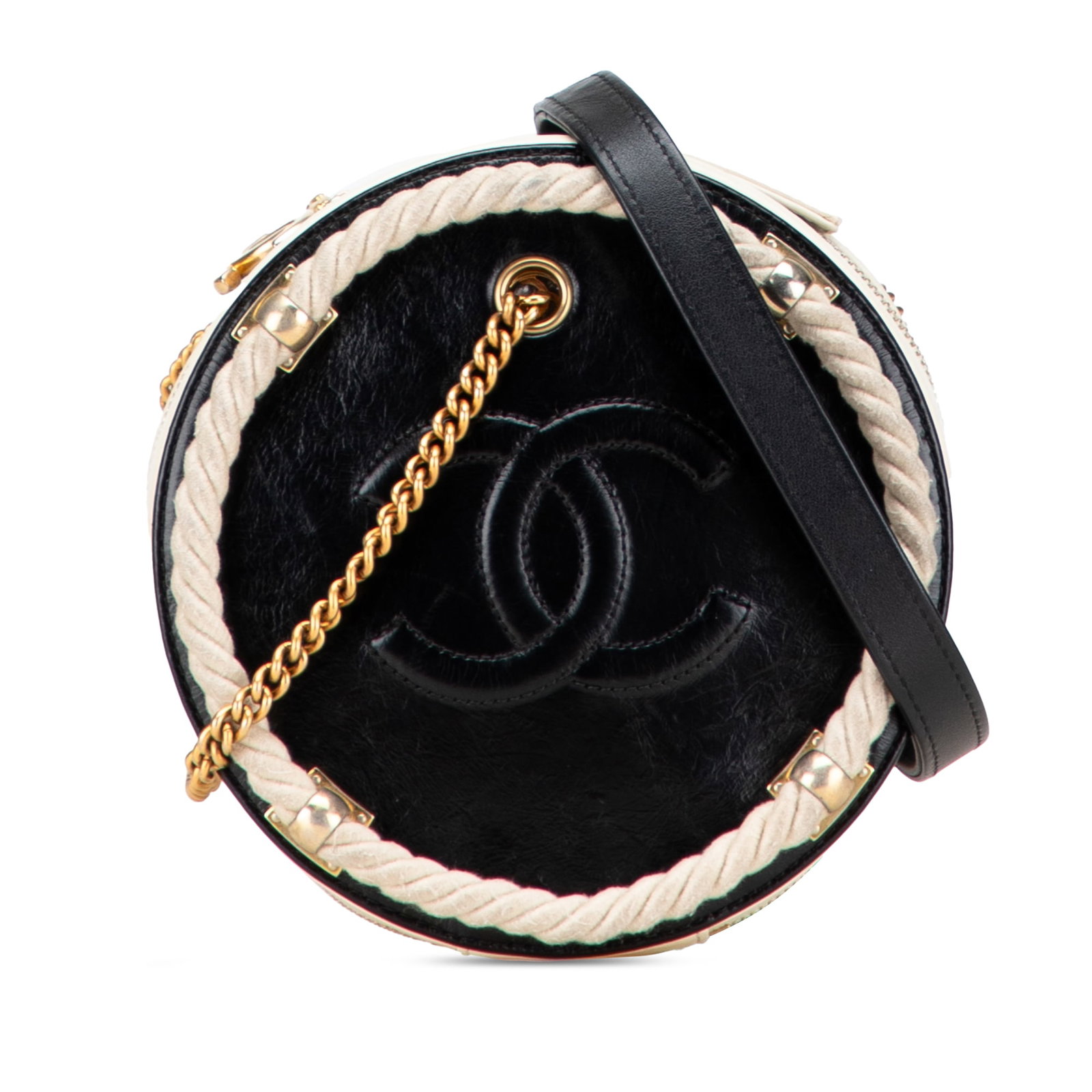 Chanel Black Crumpled Calfskin En Vogue Round Bag Italy (1 of 10)