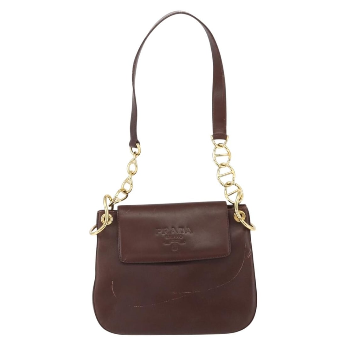 Prada Brown Leather Vintage Shoulder Bag from Italy: Prada Brown Leather Vintage Shoulder Bag from Italy This Prada vintage shoulder bag is crafted from brown leather and designed for women. The bag features a shoulder strap and originates from Italy. A