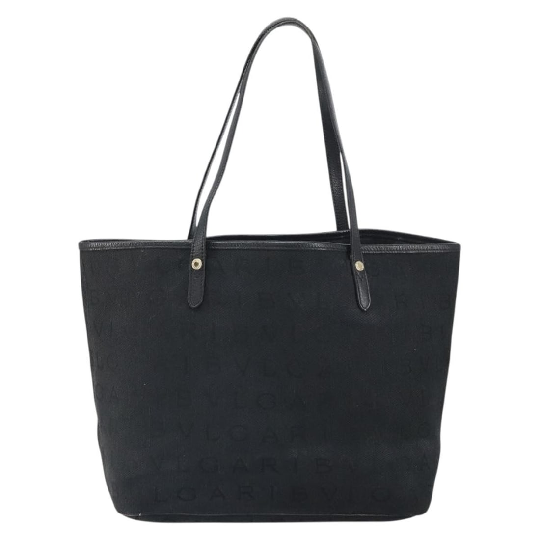 Logomania Tote Bag by Bvlgari in Black Canvas: Logomania Tote Bag by Bvlgari in Black Canvas This Bvlgari Logomania tote bag features a black canvas exterior and is designed for women. The bag is crafted in Italy and includes leather accents and m