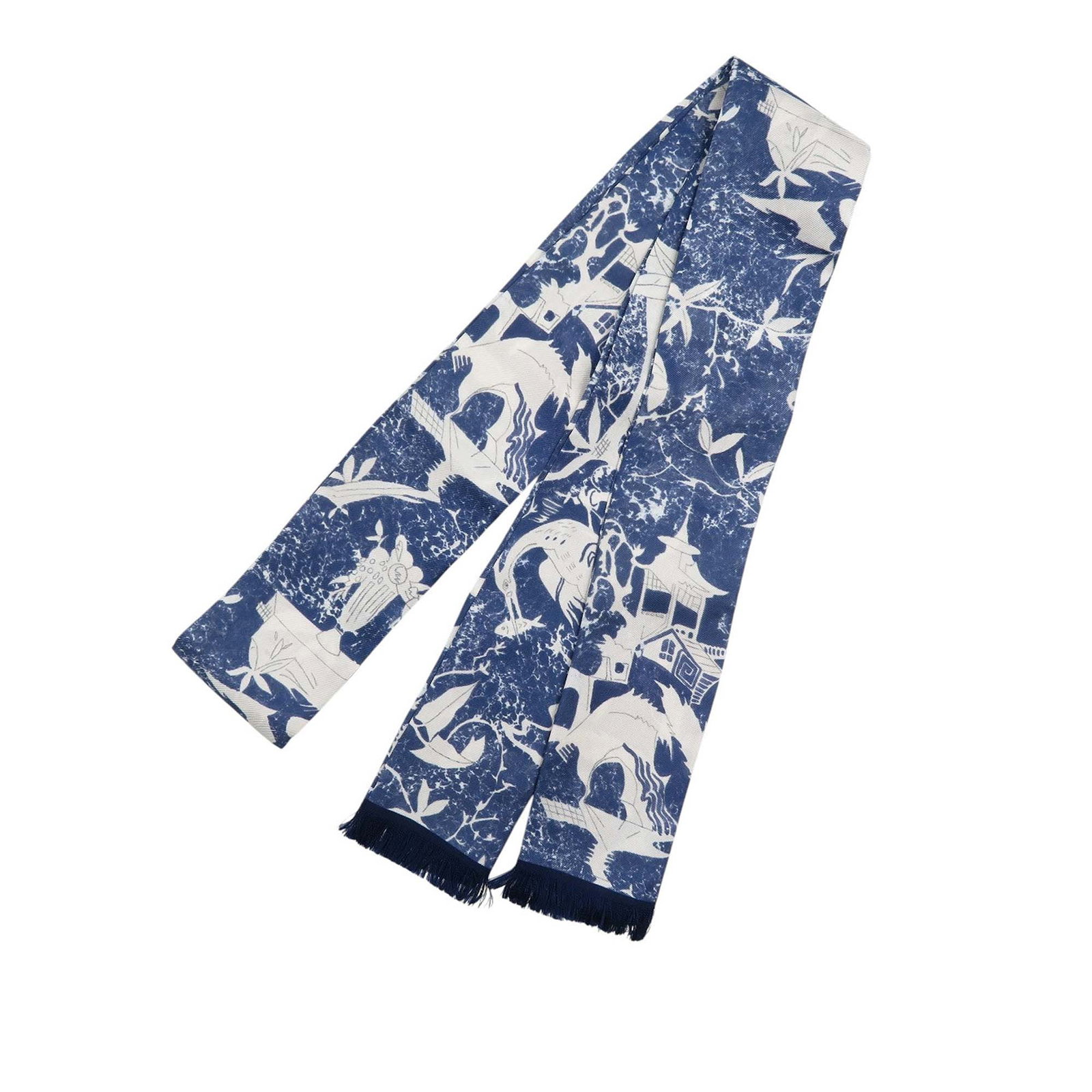 Blue Silk Scarf with Print by Valentino Italy 135cm (1 of 3)