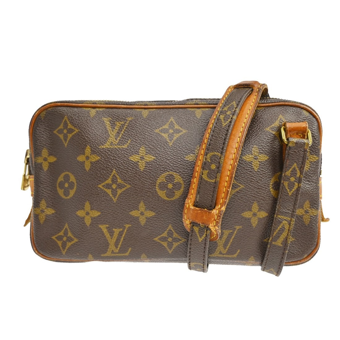 Louis Vuitton Marly Monogram Mini Brown Crossbody Bag: Louis Vuitton Marly Monogram Mini Brown Crossbody Bag This Louis Vuitton Marly Bandouliere shoulder bag features the iconic monogram pattern and is crafted from brown leather with a canvas lining. Des