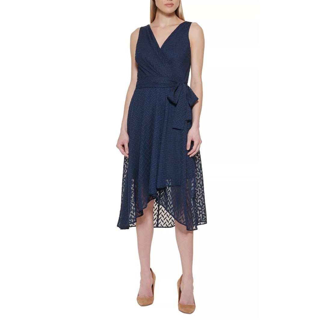 Tommy Hilfiger Women's Sleeveless Midi Chiffon Dress Navy Size 10 (1 of 4)