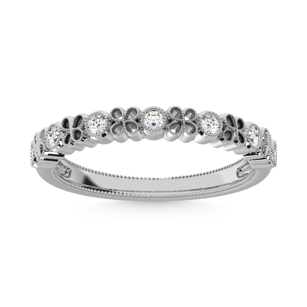 14K White Gold Diamond 1/6 Ct.Tw. Stack Band: 14K White Gold Diamond 1/6 Ct.Tw. Stack Band 14k White Gold Stone Color: G-h Stone Clarity: I2 Each ring is presented in standard size 6.5. Complimentary resizing is available between sizes 510 (in 1/