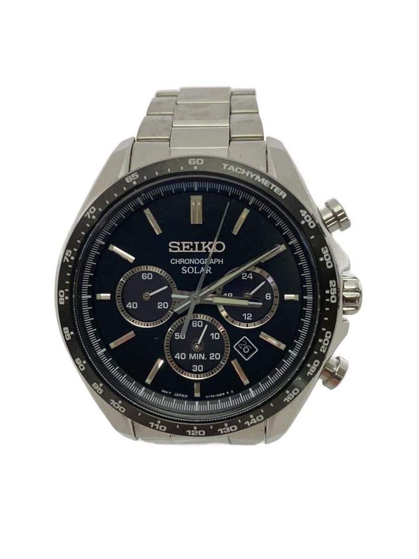 Seiko Selection V175 0FA0 Stainless Steel Men's Wristwatch: Seiko Selection V175 0FA0 Stainless Steel Men's Wristwatch This SEIKO Selection V175-0FA0 men's wristwatch features a black dial and a stainless steel case and band. Made in Japan, this slightly used 