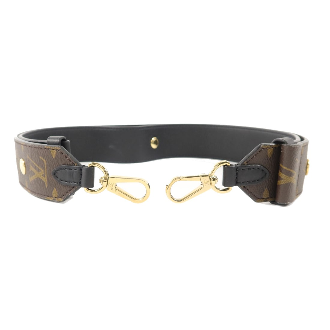 Louis Vuitton Monogram Brown GHW Shoulder Strap J02465: Louis Vuitton Monogram Brown GHW Shoulder Strap J02465 This Louis Vuitton Bandouliere shoulder strap features the classic Monogram pattern on brown PVC coated canvas with gold-tone hardware. Designed 