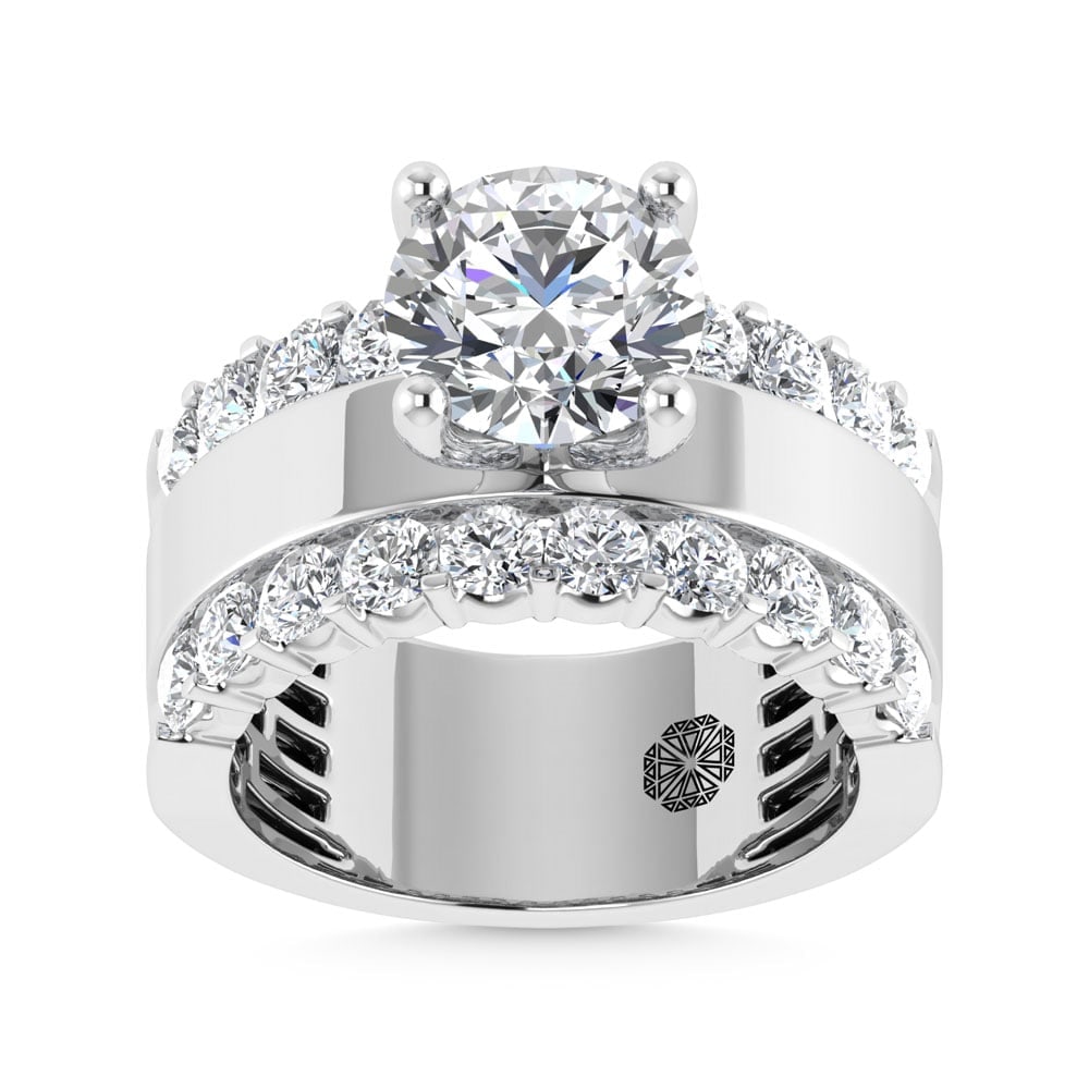 14K White Gold 3 1/2 Ct.Tw. Lab Grown Diamond Round Shape Engagement Ring (IGI Certified Center 2ct): 14K White Gold 3 1/2 Ct.Tw. Lab Grown Diamond Round Shape Engagement Ring (IGI Certified Center 2ct) 14k White Gold Stone Color: D-f Stone Clarity: Vs Each ring is presented in standard size 6.5. Comp