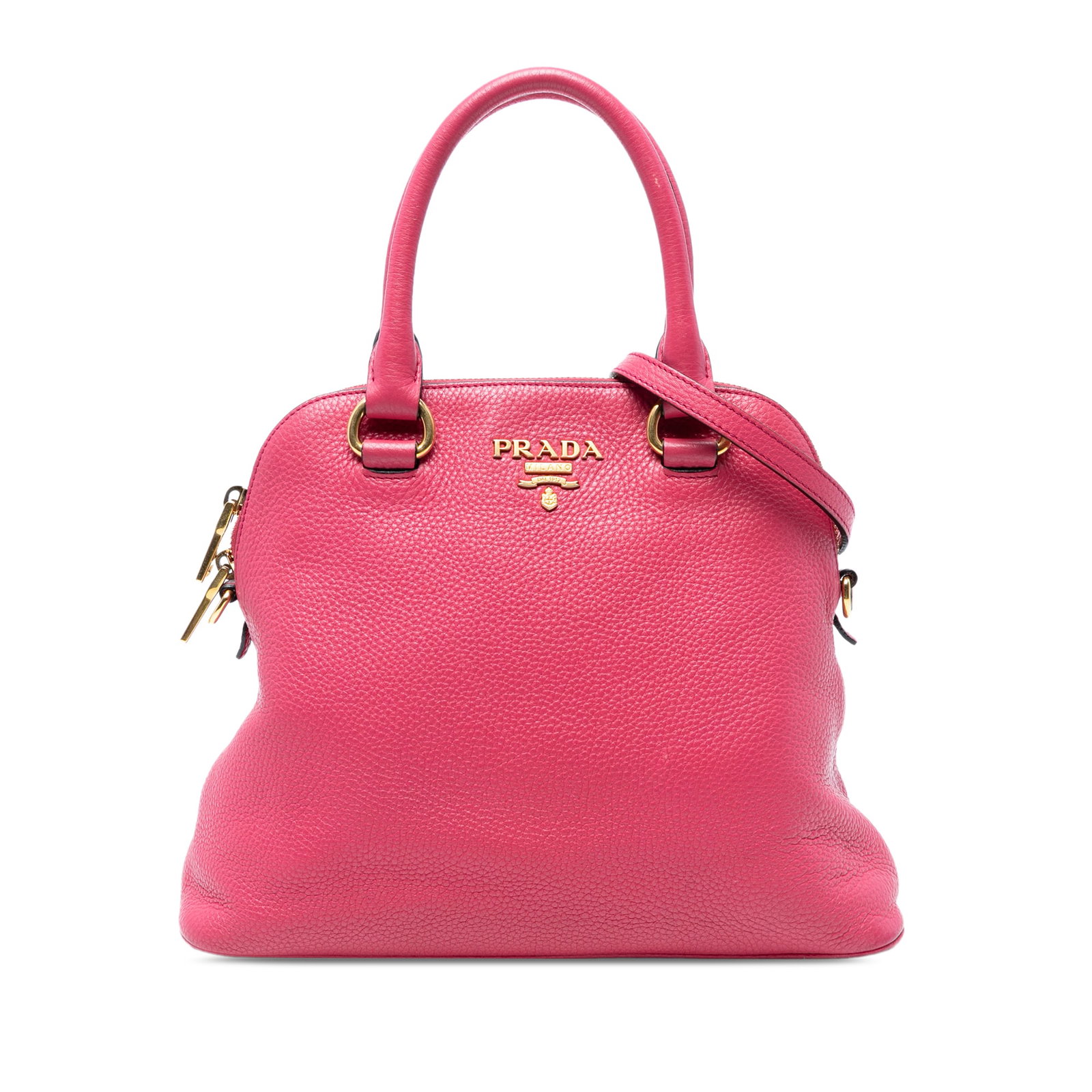 Prada Vitello Daino Dome Satchel Pink Leather with Rolled Handles (1 of 6)