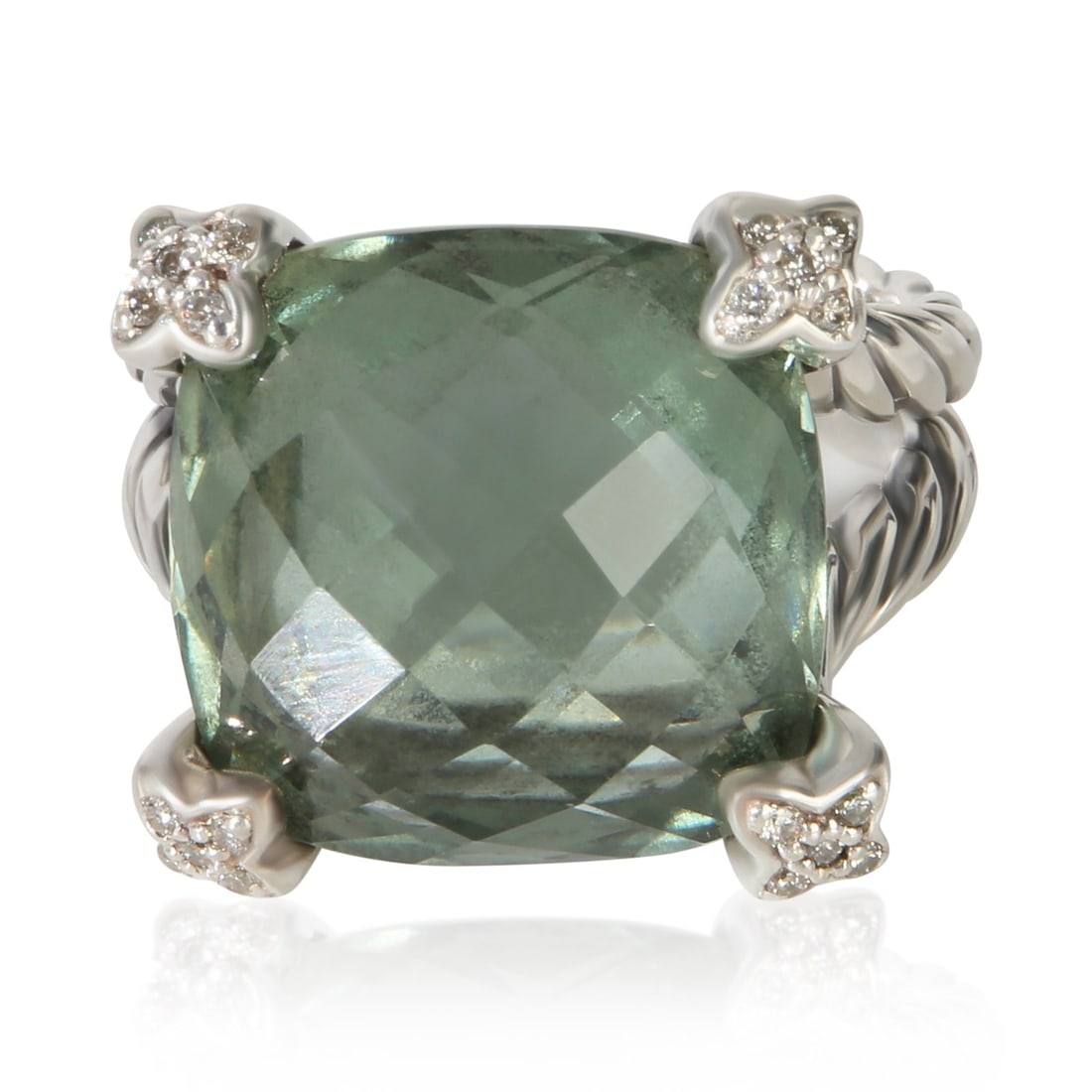 David Yurman On Point Prasiolite Diamond Sterling Silver Ring Size 6.25 (1 of 4)