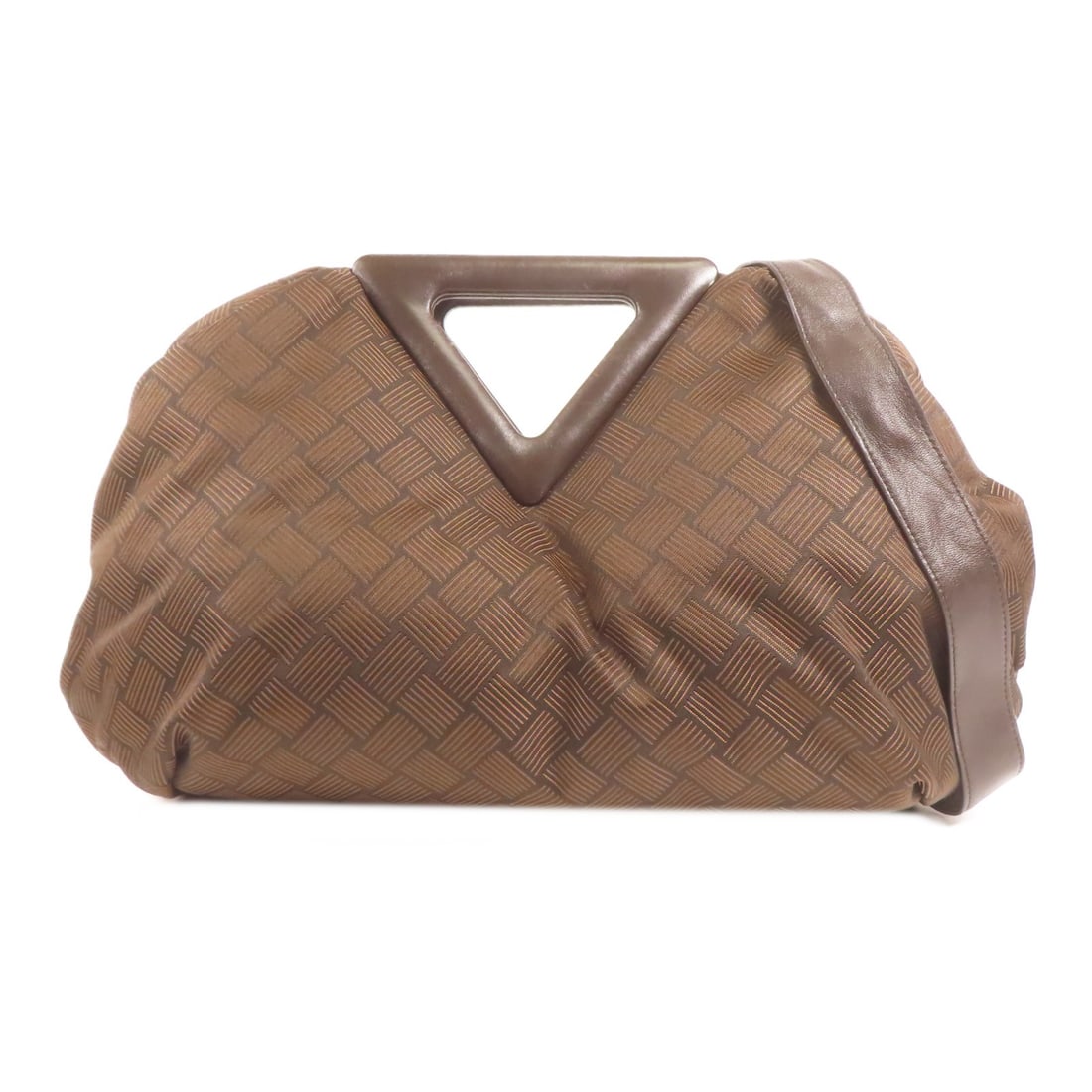 Bottega Veneta Point Triangle Nylon 2 Way Shoulder Bag Brown: Bottega Veneta Point Triangle Nylon 2 Way Shoulder Bag Brown This Bottega Veneta BV Point Triangle shoulder bag offers versatile styling as a two-way bag. Crafted in Italy, it features a brown nylon e