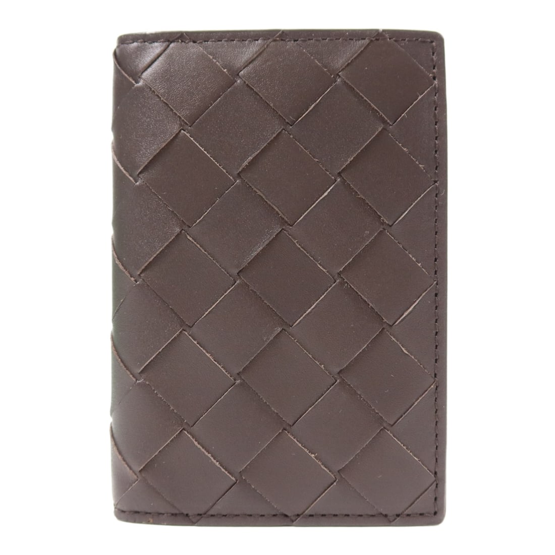 Bottega Veneta Dark Brown Calfskin Leather Flap Card Case: Bottega Veneta Dark Brown Calfskin Leather Flap Card Case This Bottega Veneta flap card case is crafted from luxurious calfskin leather in a rich dark brown hue. Designed for both style and functional