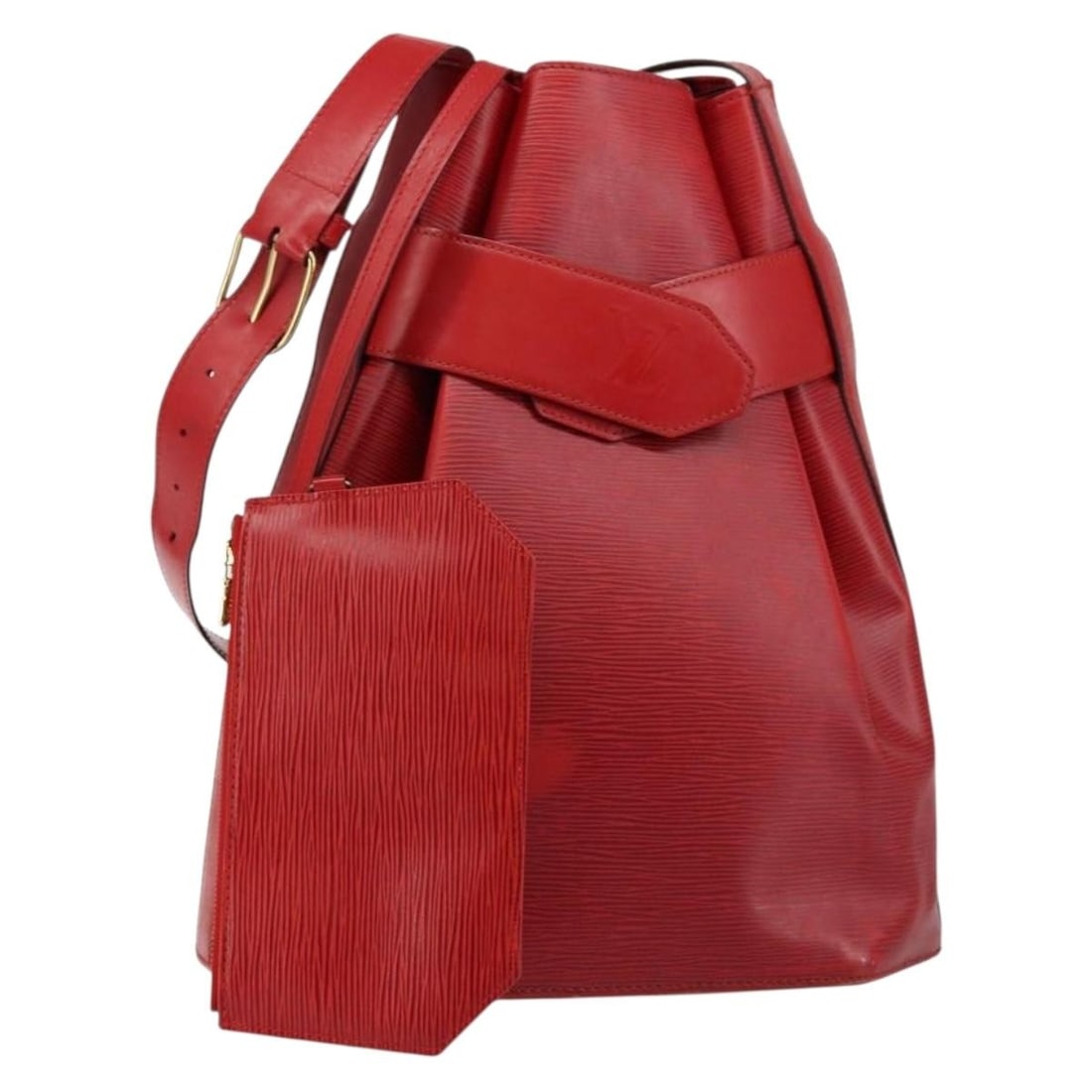 LOUIS VUITTON Epi Sac Depaule GM Red Shoulder Bag M80197: LOUIS VUITTON Epi Sac Depaule GM Red Shoulder Bag M80197 This striking LOUIS VUITTON Epi Sac Depaule GM Shoulder Bag in vibrant red combines both style and practicality. Crafted in France from durable